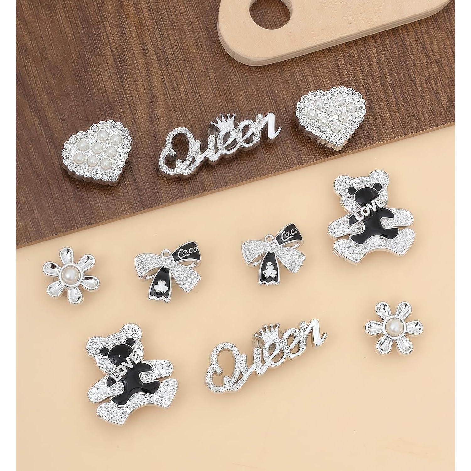 Encantos Brillantes para Zapatos Niñas 20 Piezas Plata