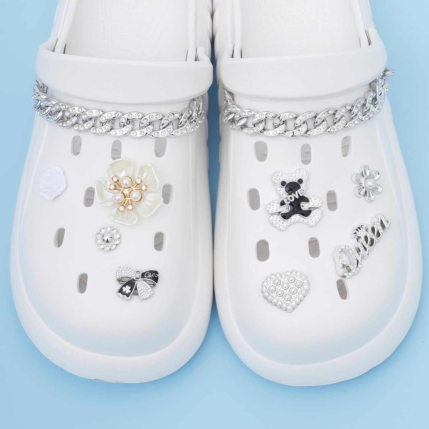 Encantos Brillantes para Zapatos Niñas 20 Piezas Plata