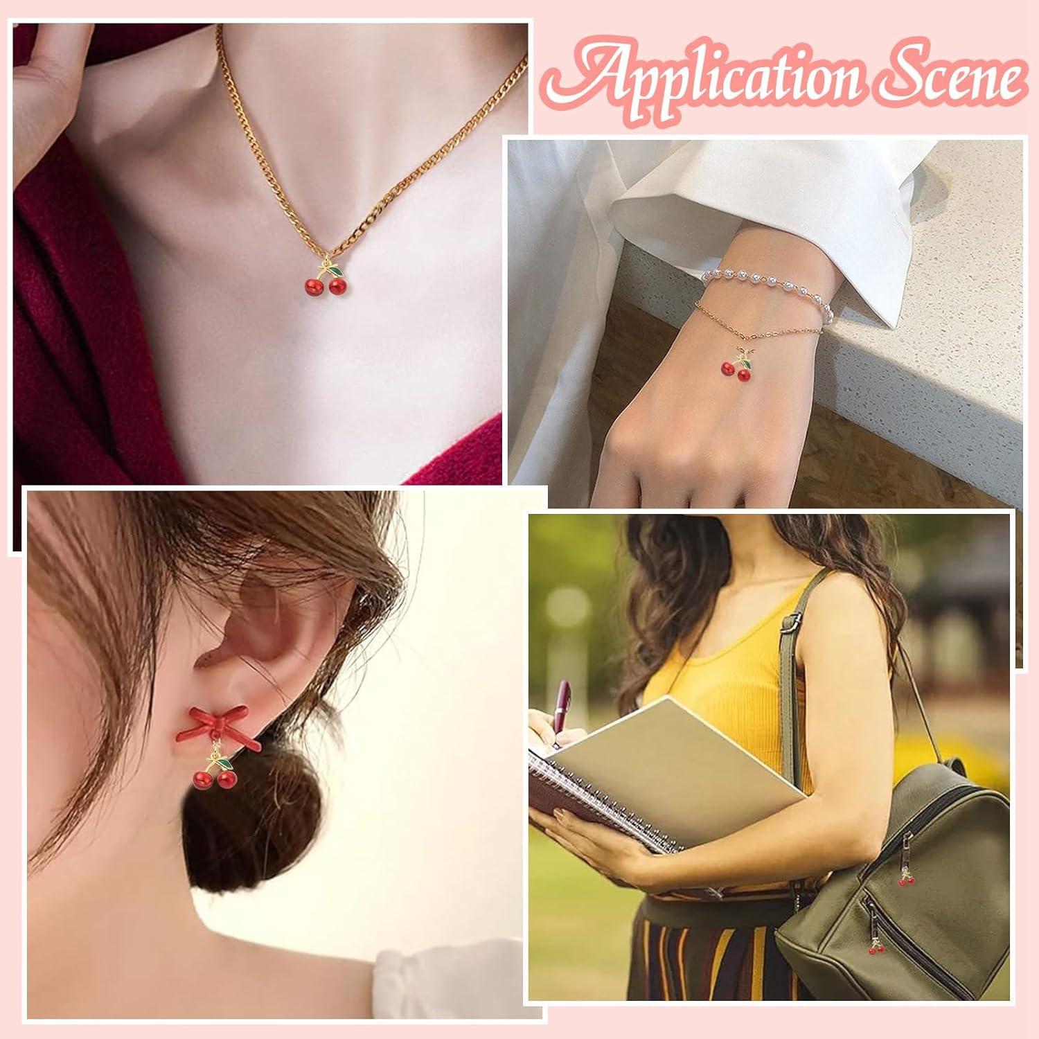 5 Piezas Encanto Cereza Roja Esmalte DanLingJewelry 11mm