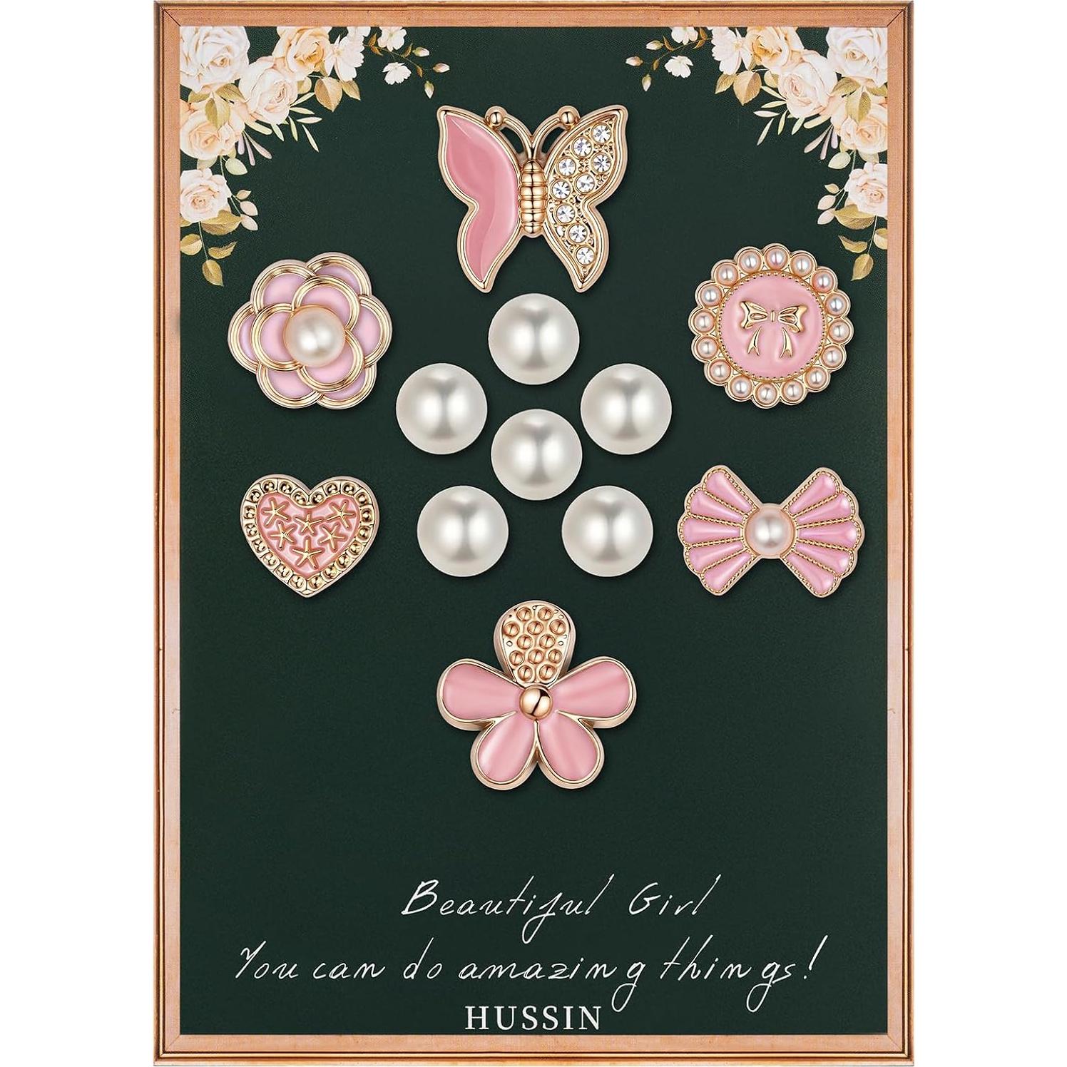 Juego de 12 Encantos de Zapatos Brillantes HUSSIN para Mujeres