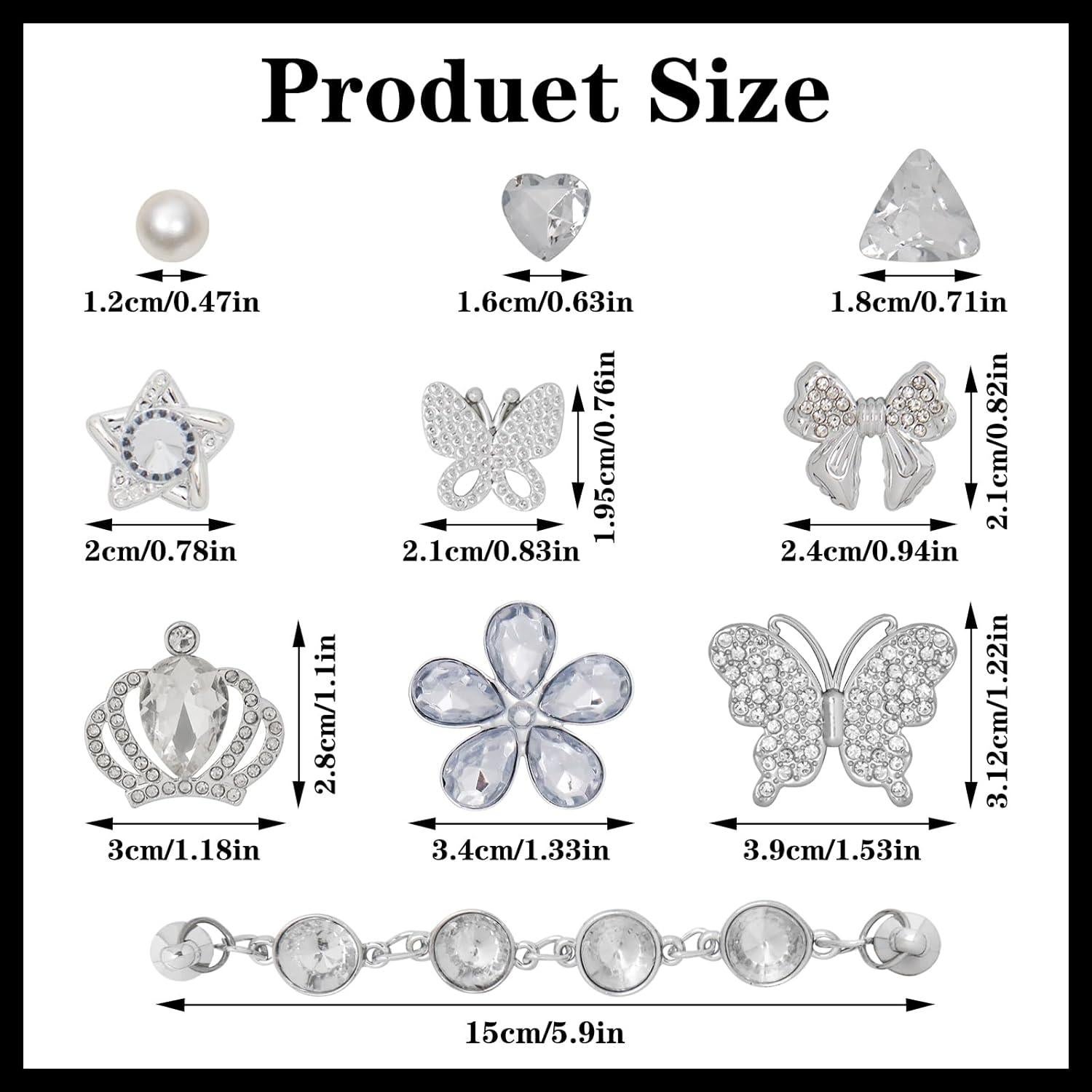 22 Piezas Accesorios para Zapatos WAQYGZO Charms Brillantes