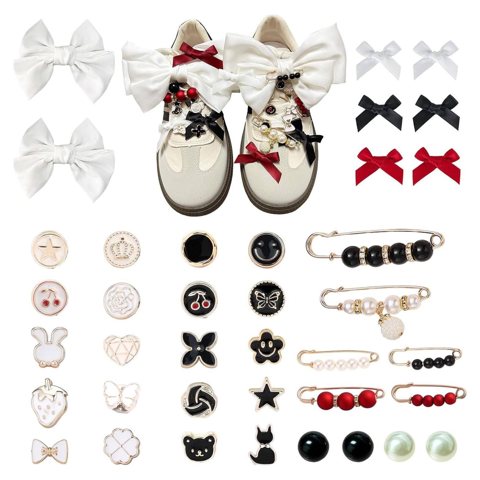 38 Encantos para Zapatos Lospfo - Lazos de Satén Blanco