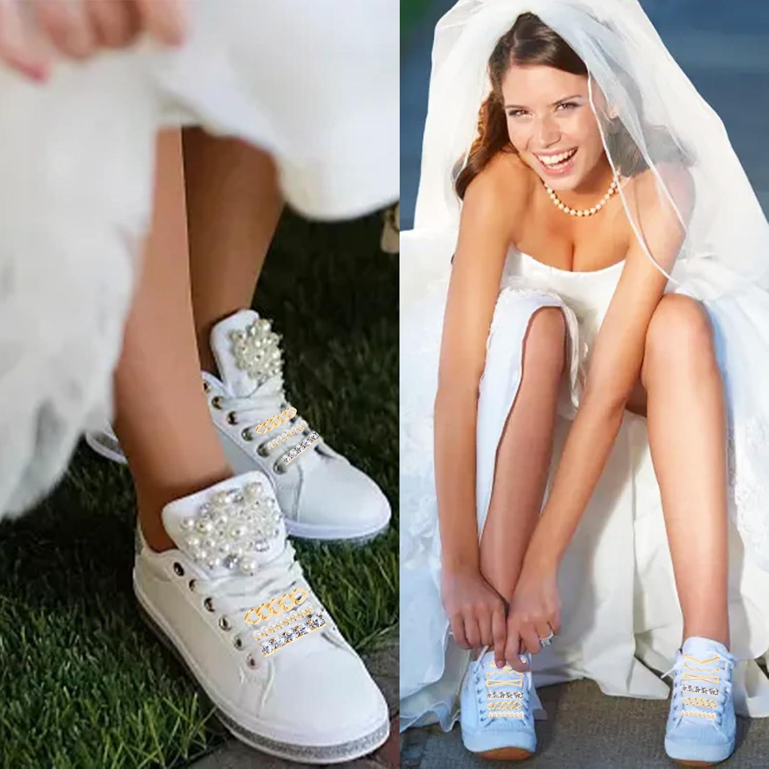 7 Clips Decorativos para Cordones de Zapatos Metal Dorado