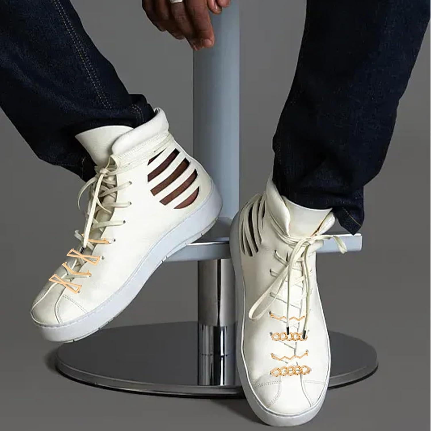 7 Clips Decorativos para Cordones de Zapatos Metal Dorado