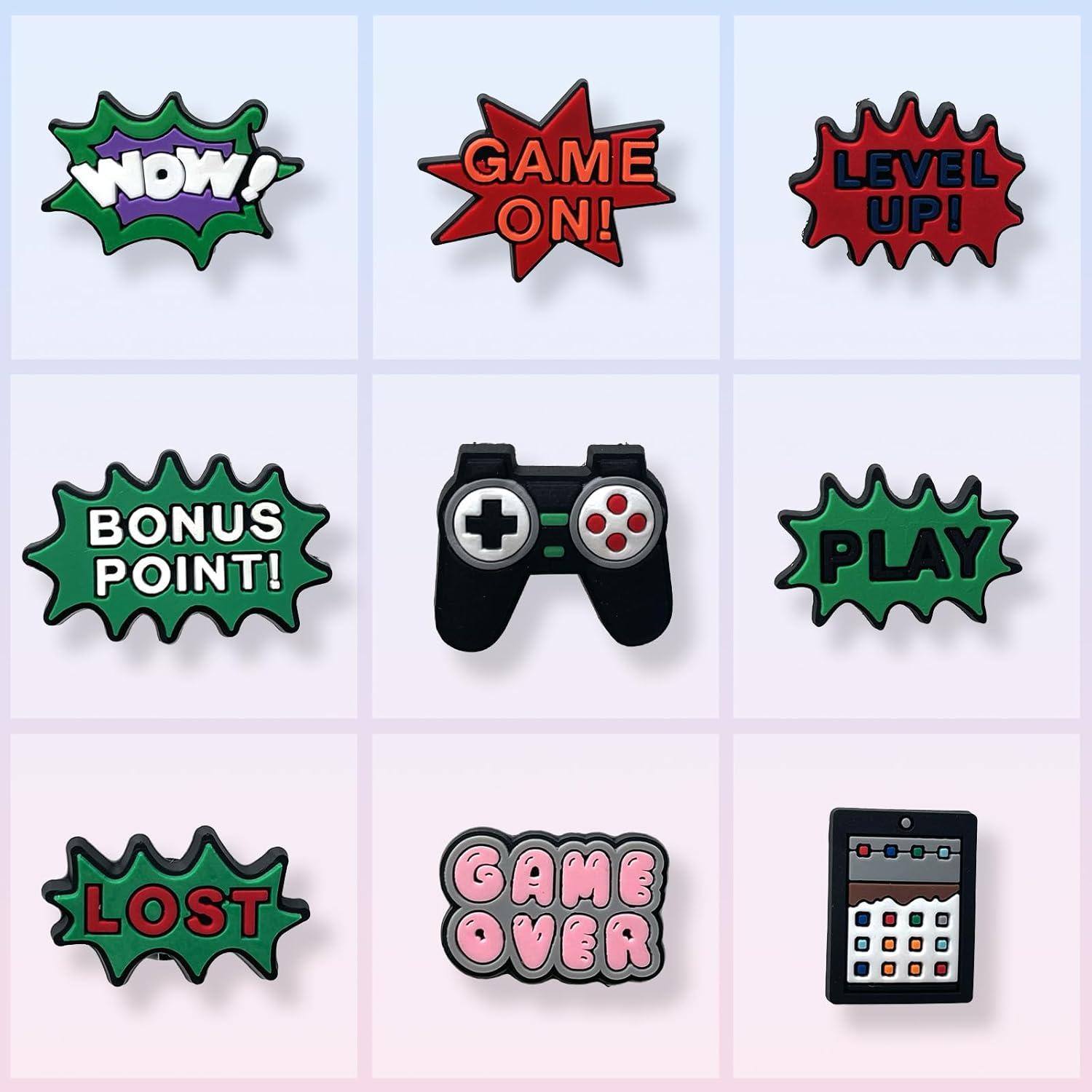 Gamed Shoe Charms for Croc Clogs Decoration, Play Game Shoe Decoration for Adults Teen