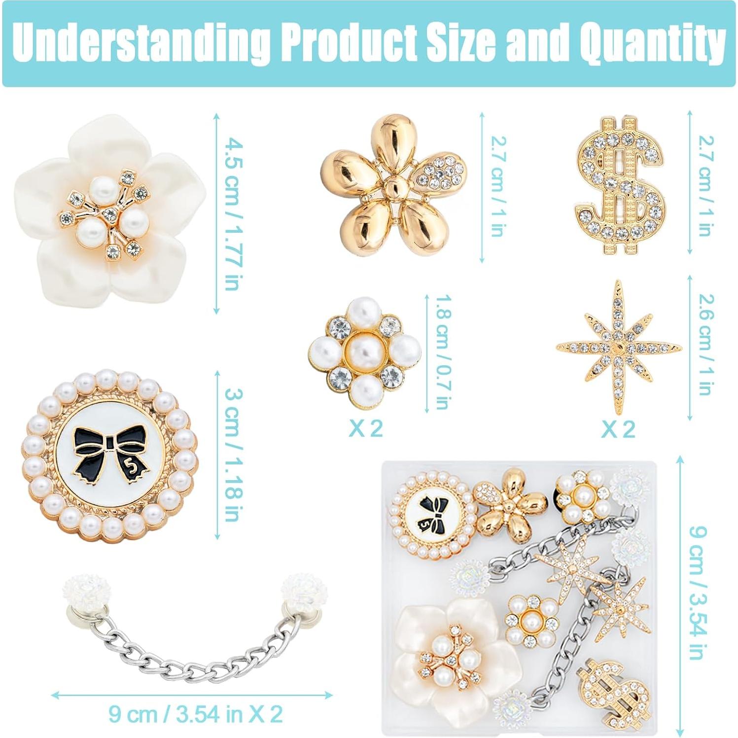 Encantos Brillantes para Zapatos - 10 Piezas de Perla y Flor