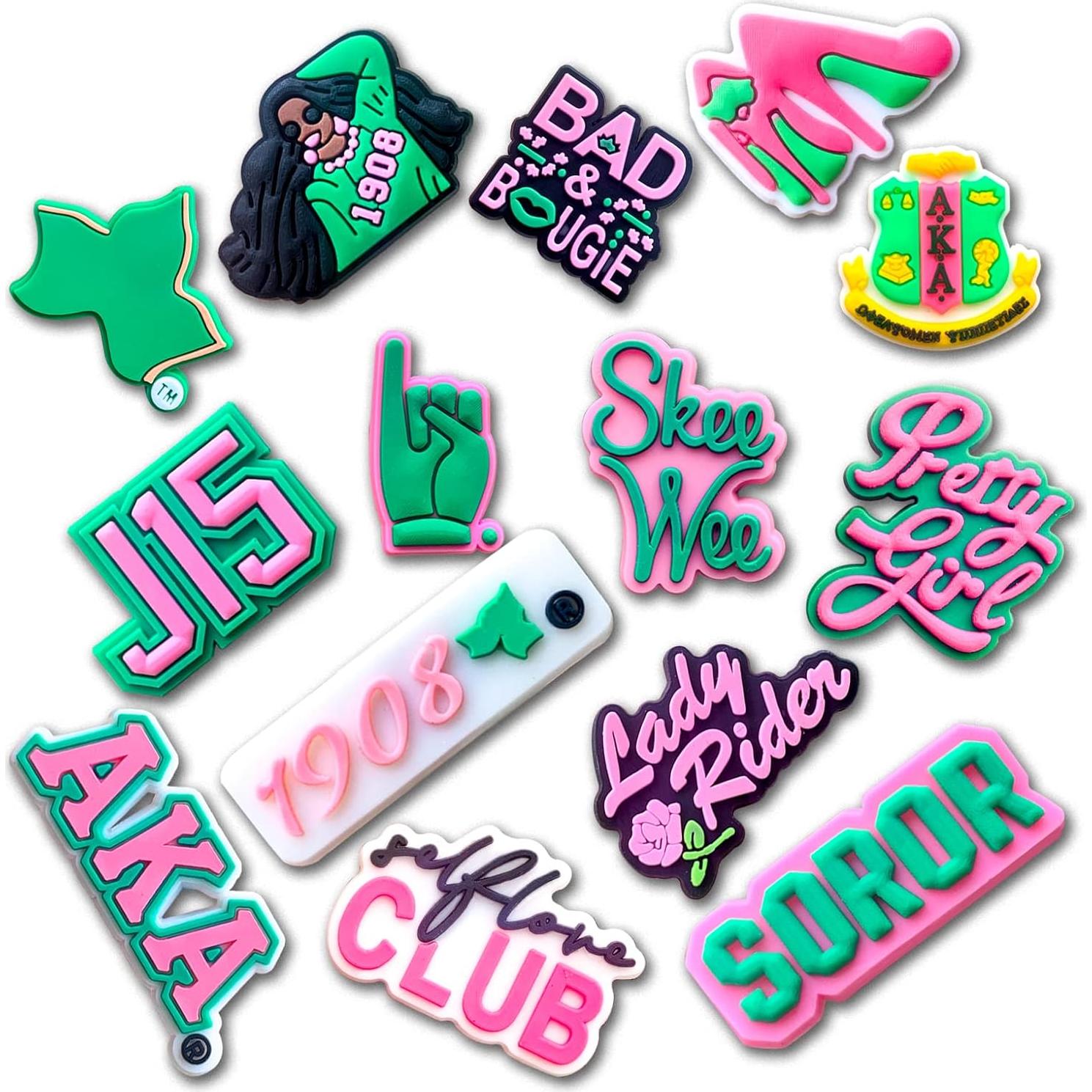 Encantos de Decoración para Zapatos Clog Chionwen 14 Piezas Rosa