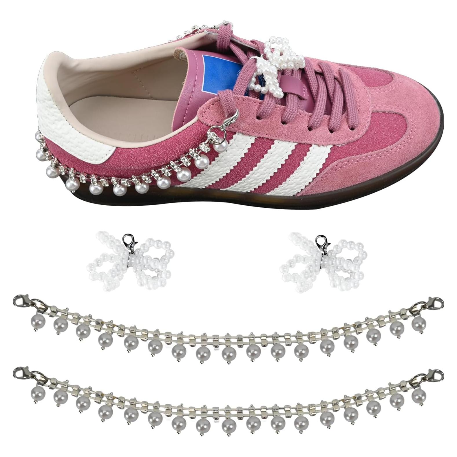 4 Piezas Cadena de Zapato SDIDVIEXPERT con Lazo de Perla