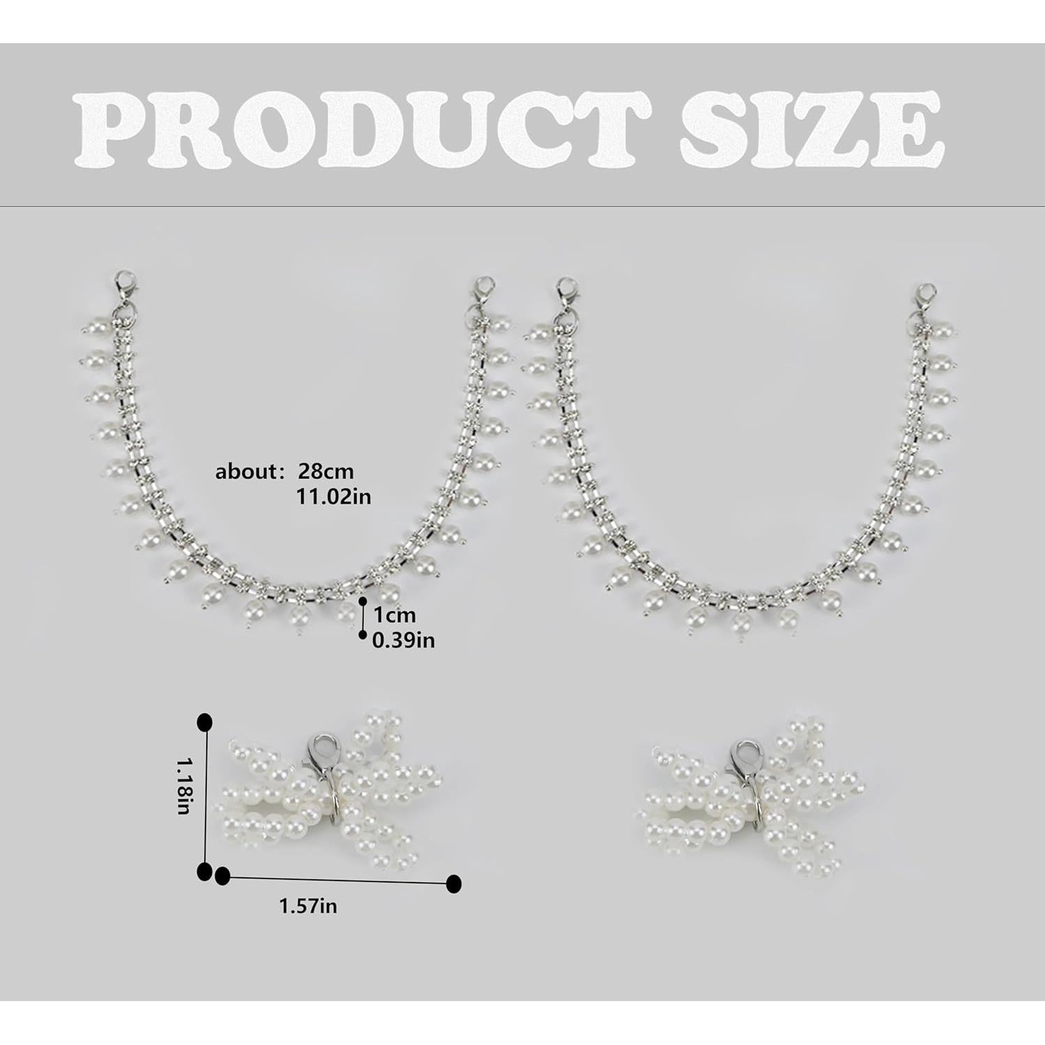 4 Piezas Cadena de Zapato SDIDVIEXPERT con Lazo de Perla