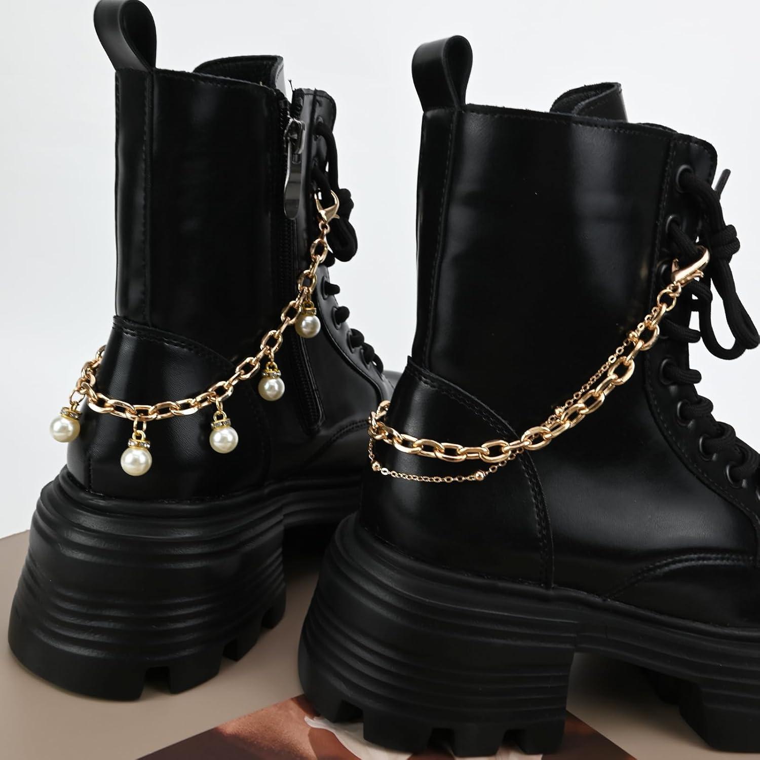 4 Piezas Cadena de Zapato SDIDVIEXPERT con Lazo de Perla