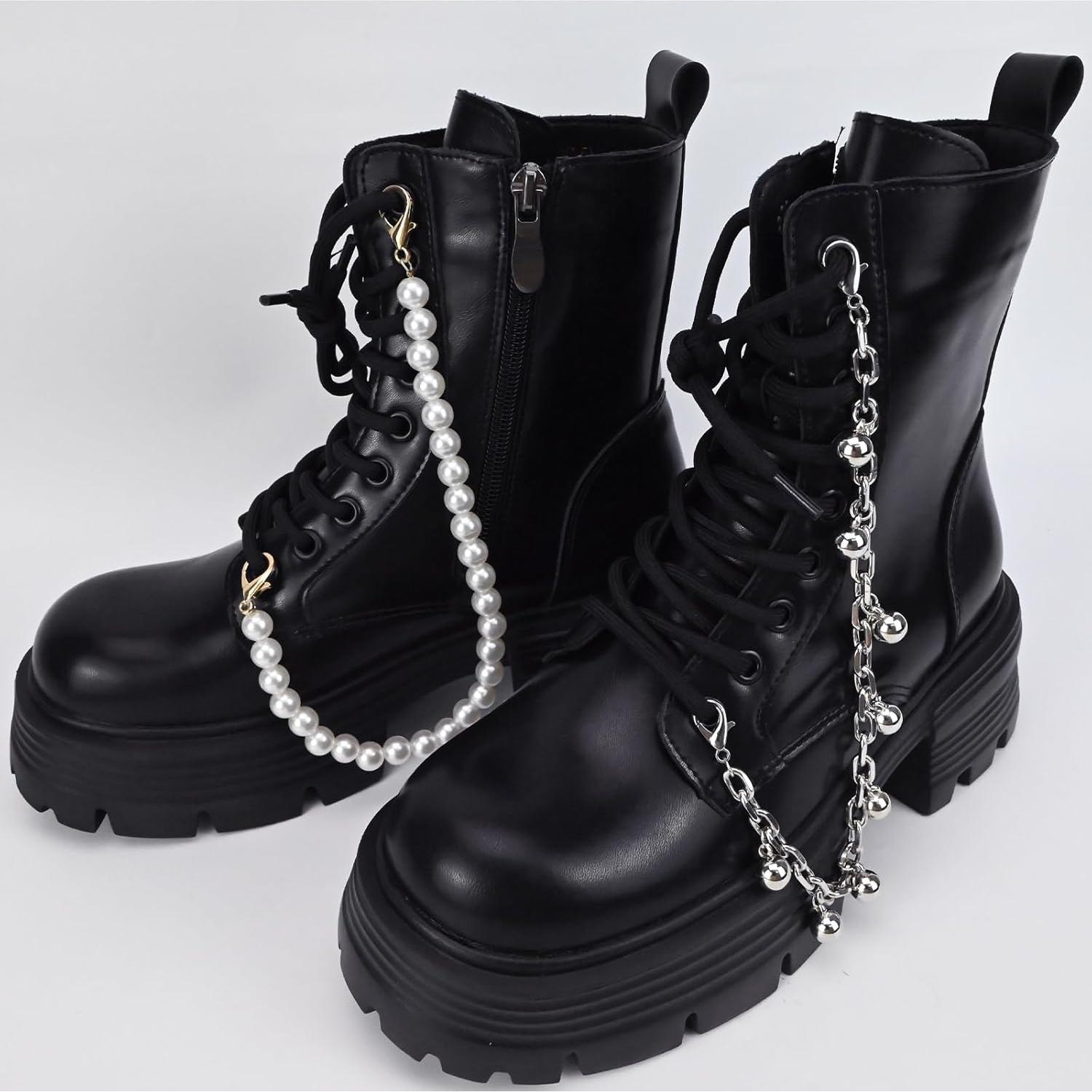 4 Piezas Cadena de Zapato SDIDVIEXPERT con Lazo de Perla