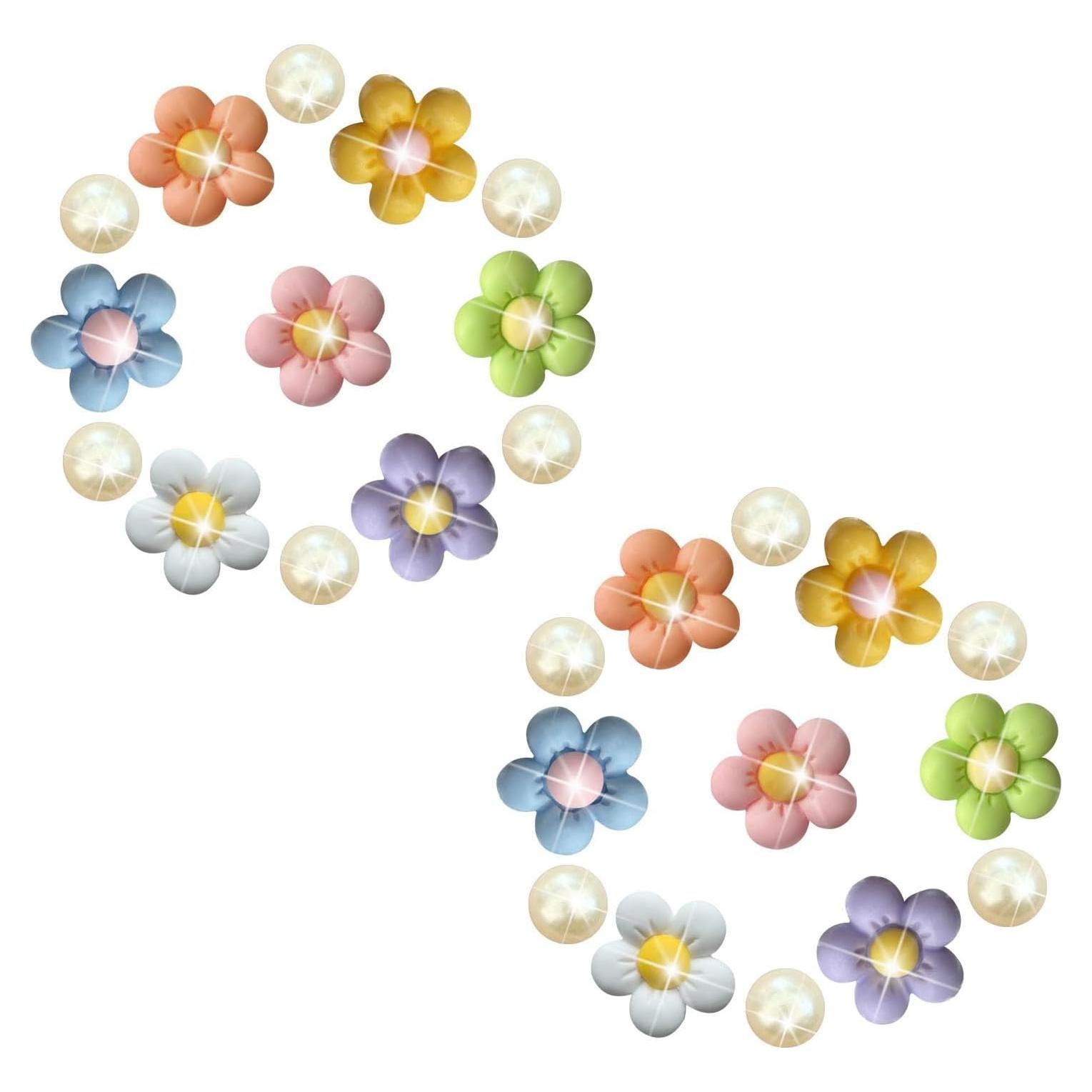 24 Charms de Flores Coloridas PurYupearl para Sandalias y Pulseras