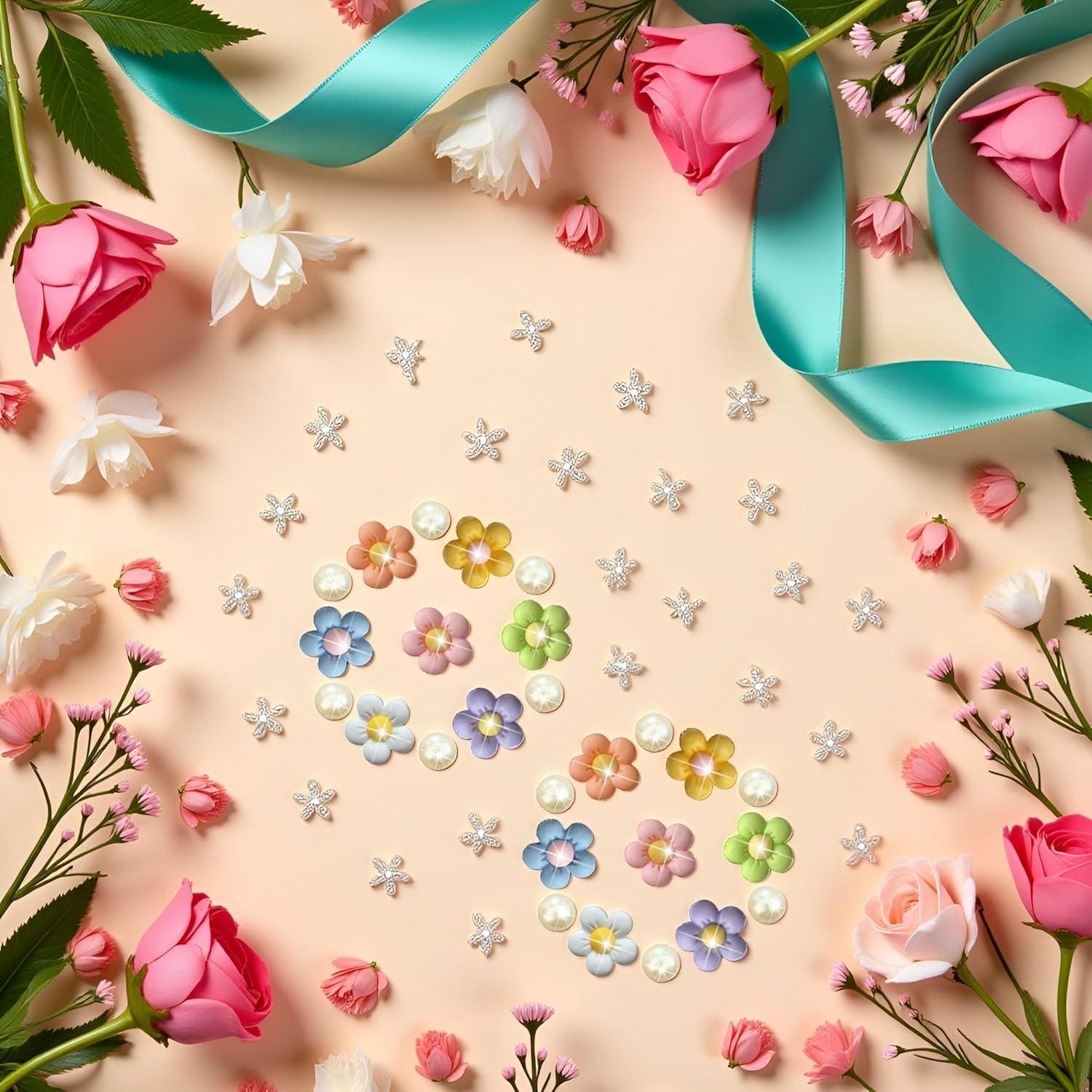 24 Charms de Flores Coloridas PurYupearl para Sandalias y Pulseras