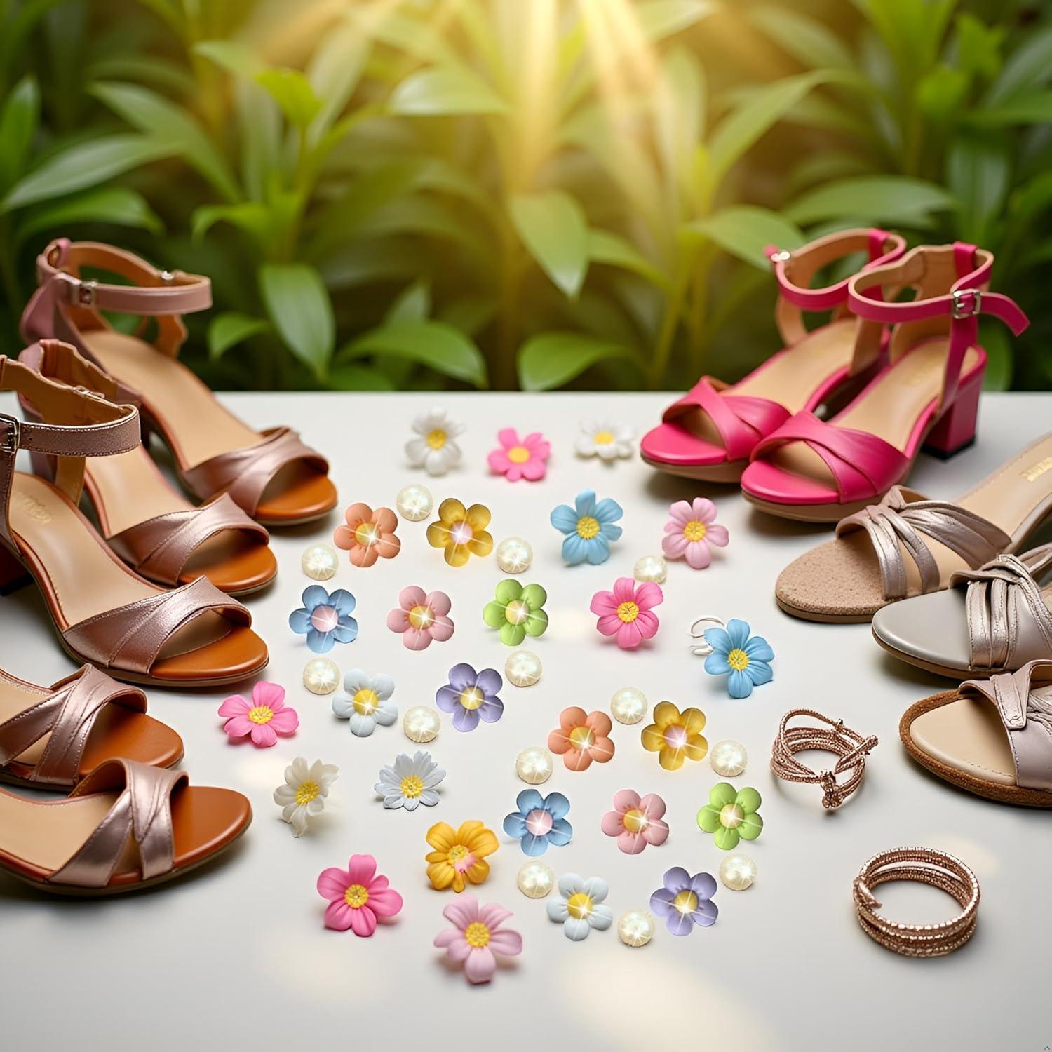 24 Charms de Flores Coloridas PurYupearl para Sandalias y Pulseras