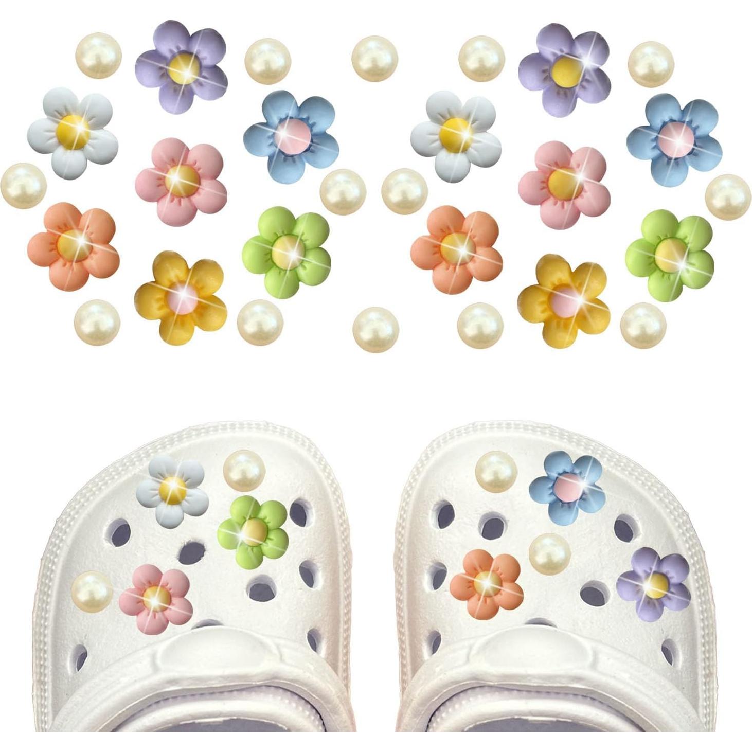 24 Charms de Flores Coloridas PurYupearl para Sandalias y Pulseras