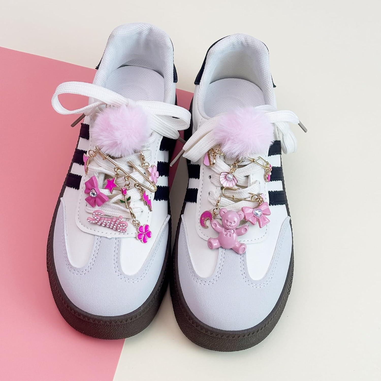 Kit 38 Pcs Encantos Brillantes para Zapatos Niñas Rosa Pom