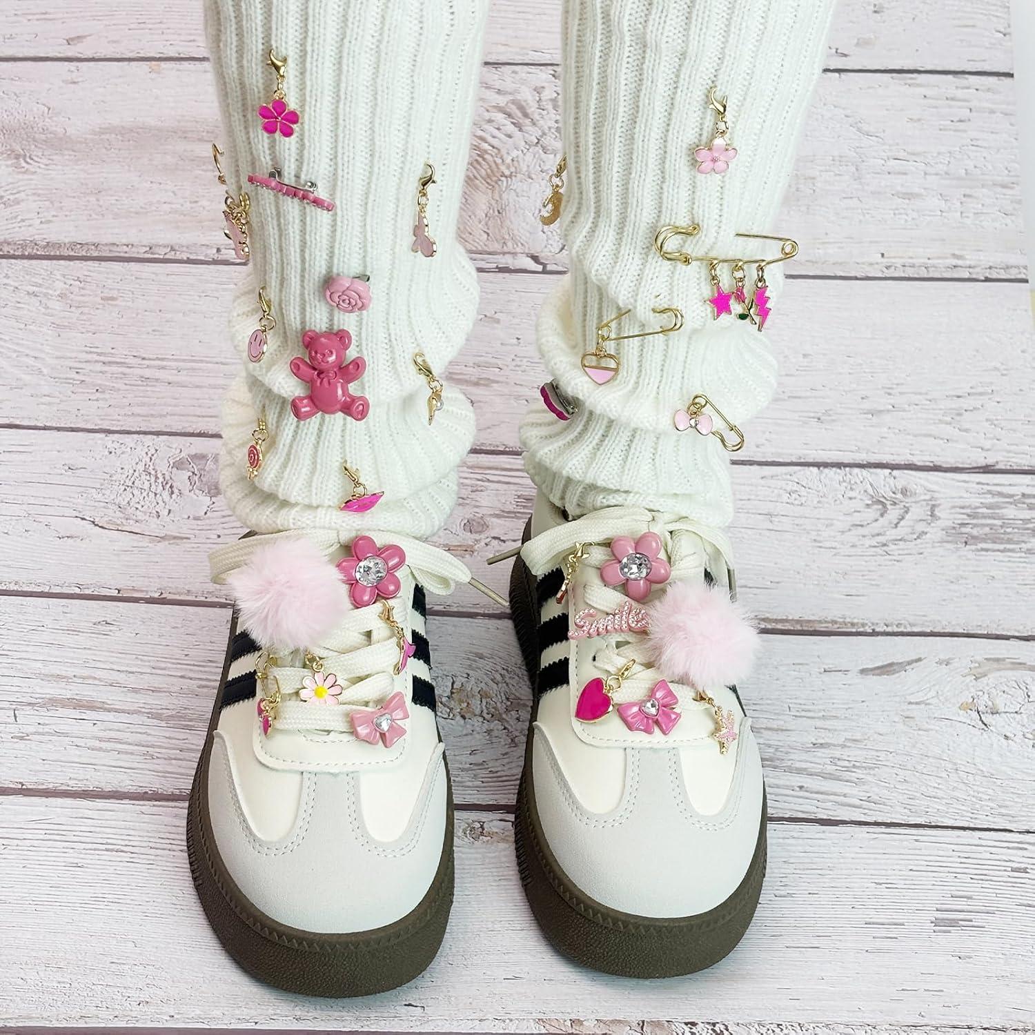 Kit 38 Pcs Encantos Brillantes para Zapatos Niñas Rosa Pom