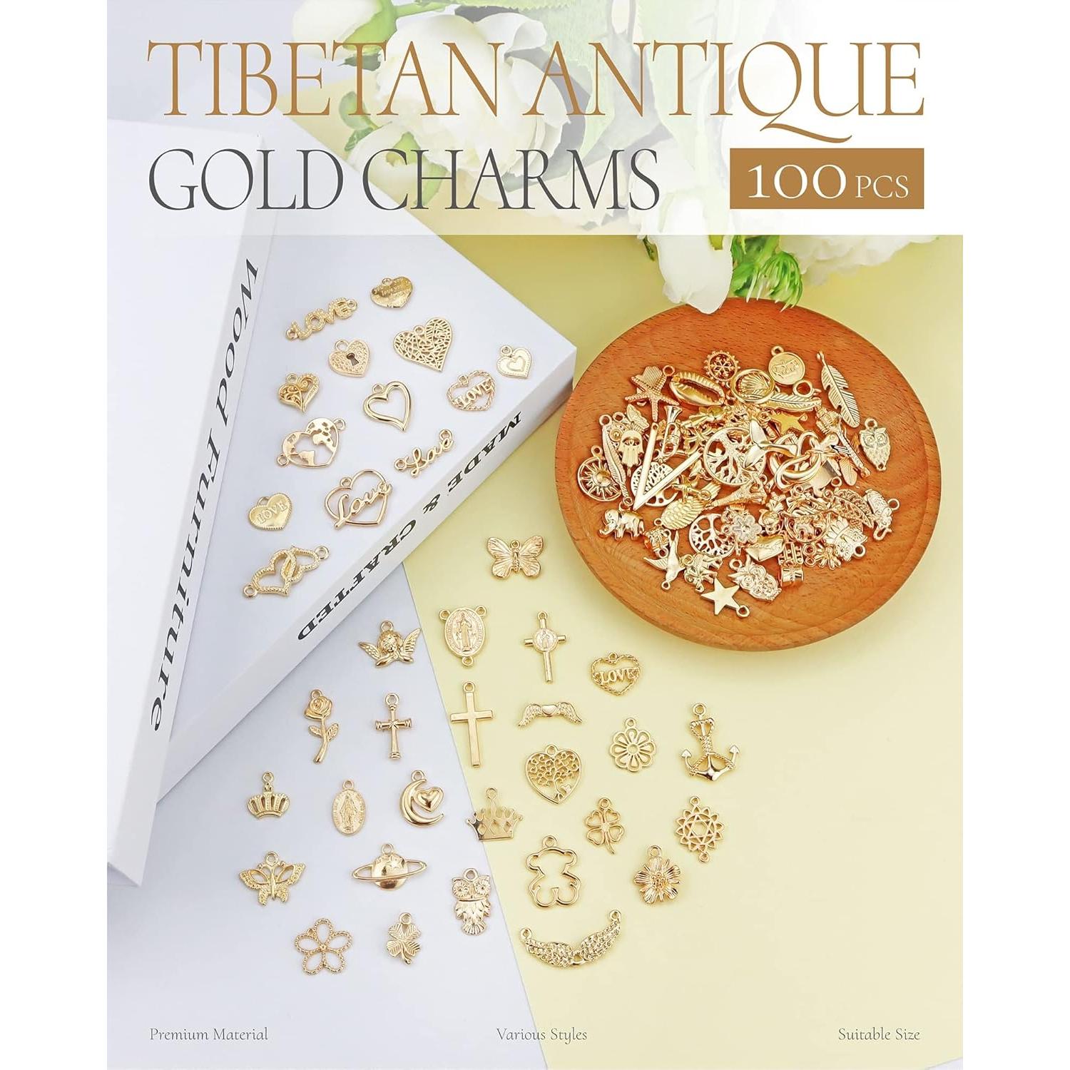 100 Piezas Encantos Dorados YETOOME para Hacer Joyas DIY