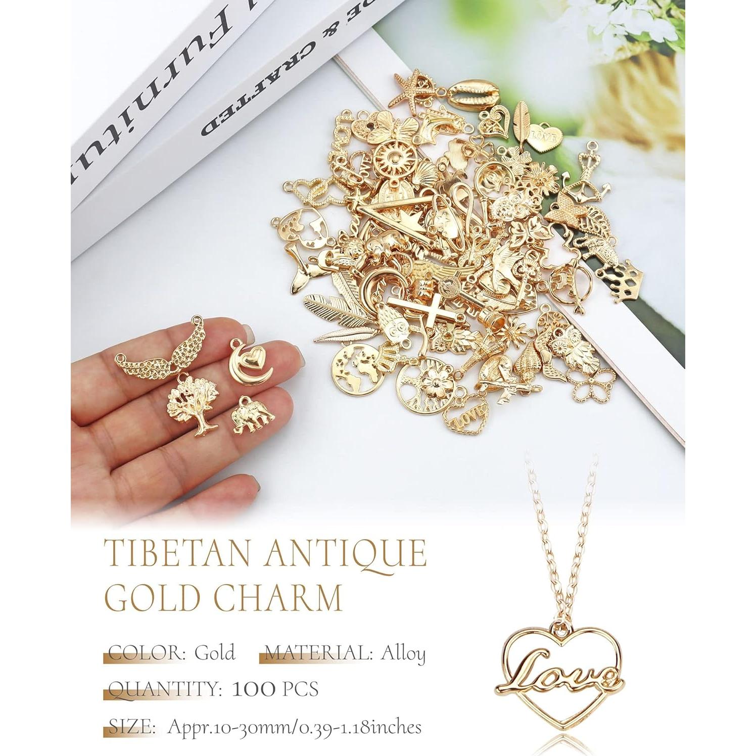 100 Piezas Encantos Dorados YETOOME para Hacer Joyas DIY