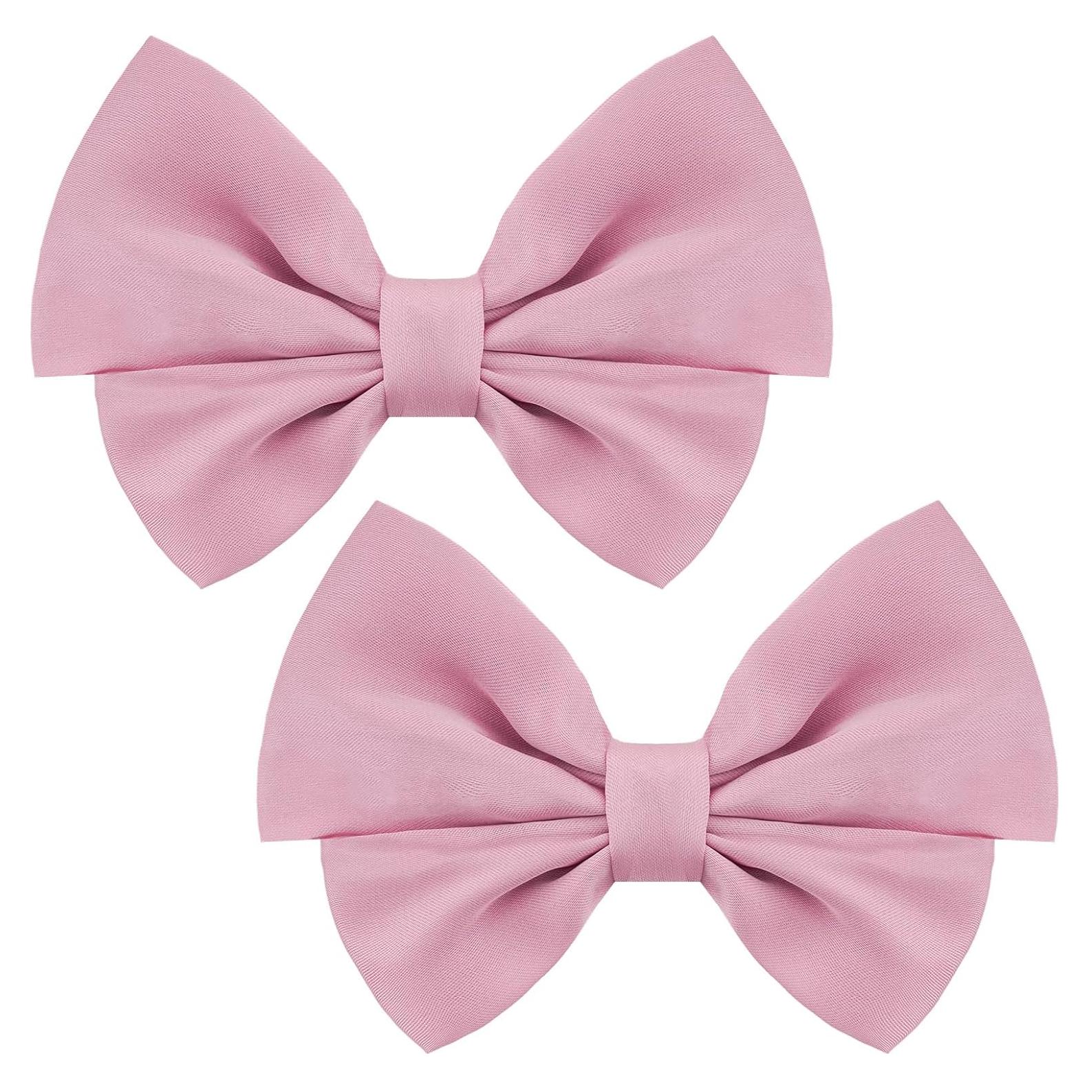 Clips de Zapato de Satén Rosa Haakong - 2 Pcs Lazo Elegante