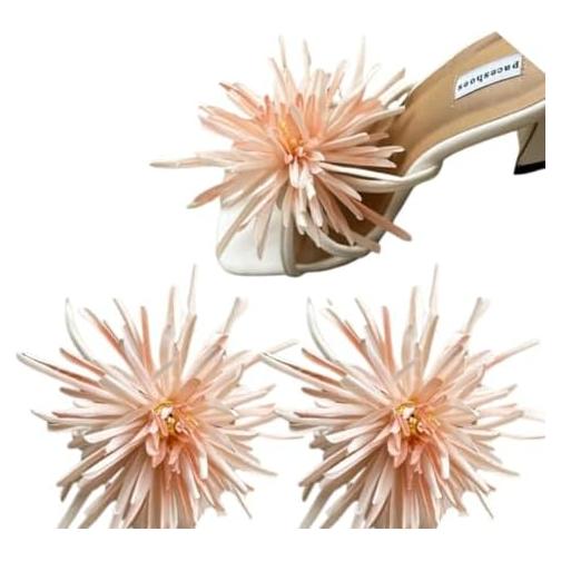 Clips de Zapato con Flores TYATVS 2 Pcs Naranja 9cm