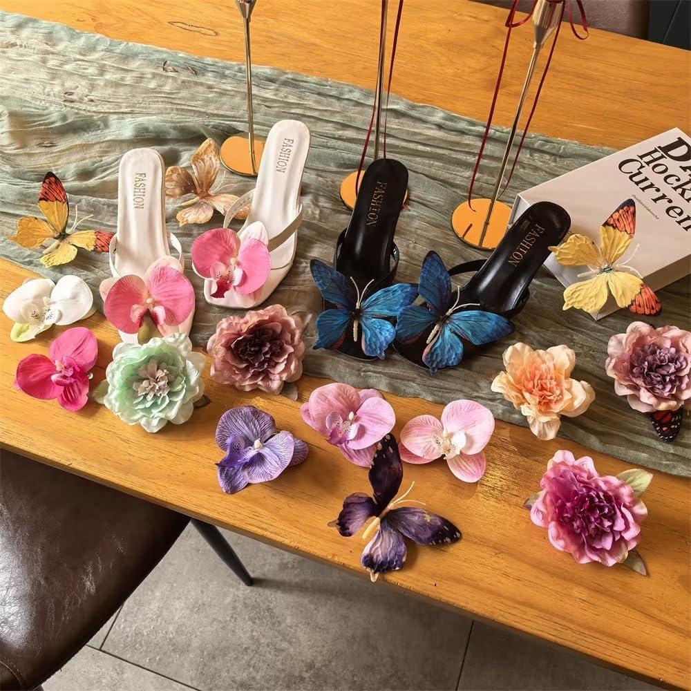 Clips de Zapato con Flores TYATVS 2 Pcs Naranja 9cm