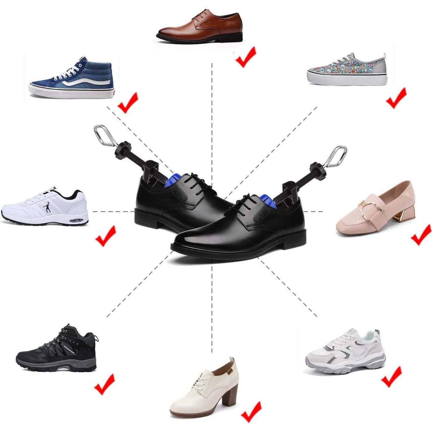 Estirador de Zapatos Profesional Premium 4 Vías con Almohadillas