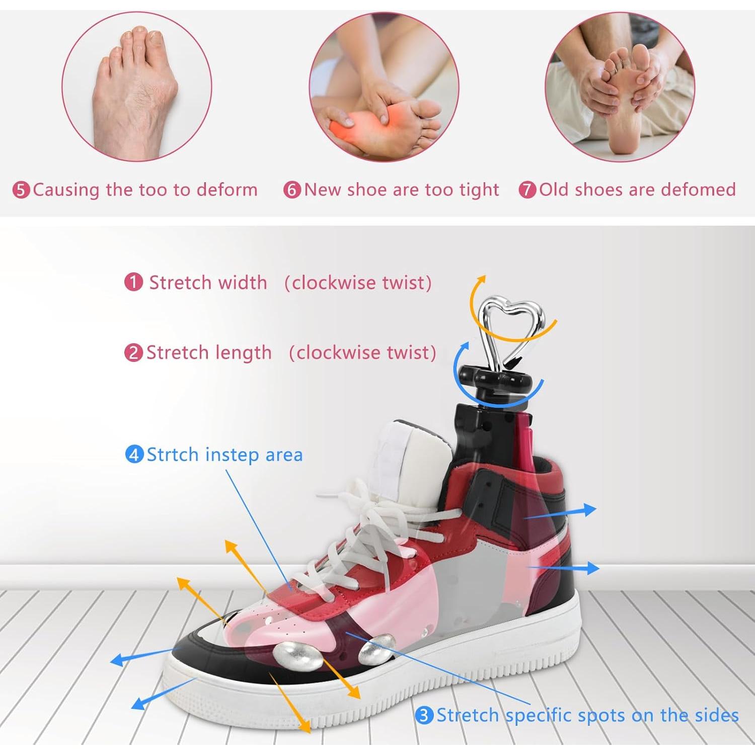 Estirador de Zapatos Unisex 4-Vías con Tapones de Metal