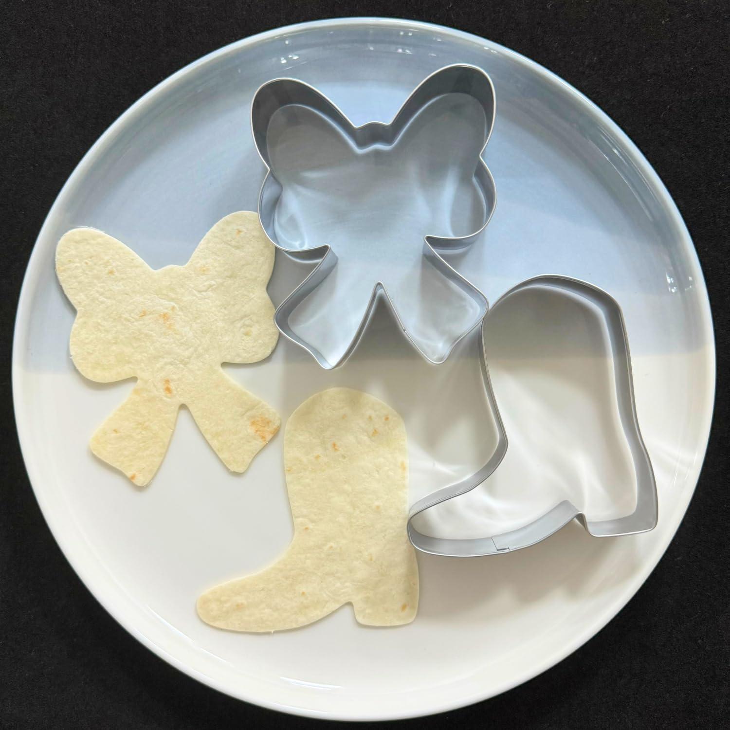 Juego de Cortadores de Galletas Botas y Lazos Auktosmn - 2 Piezas - Acero Inoxidable