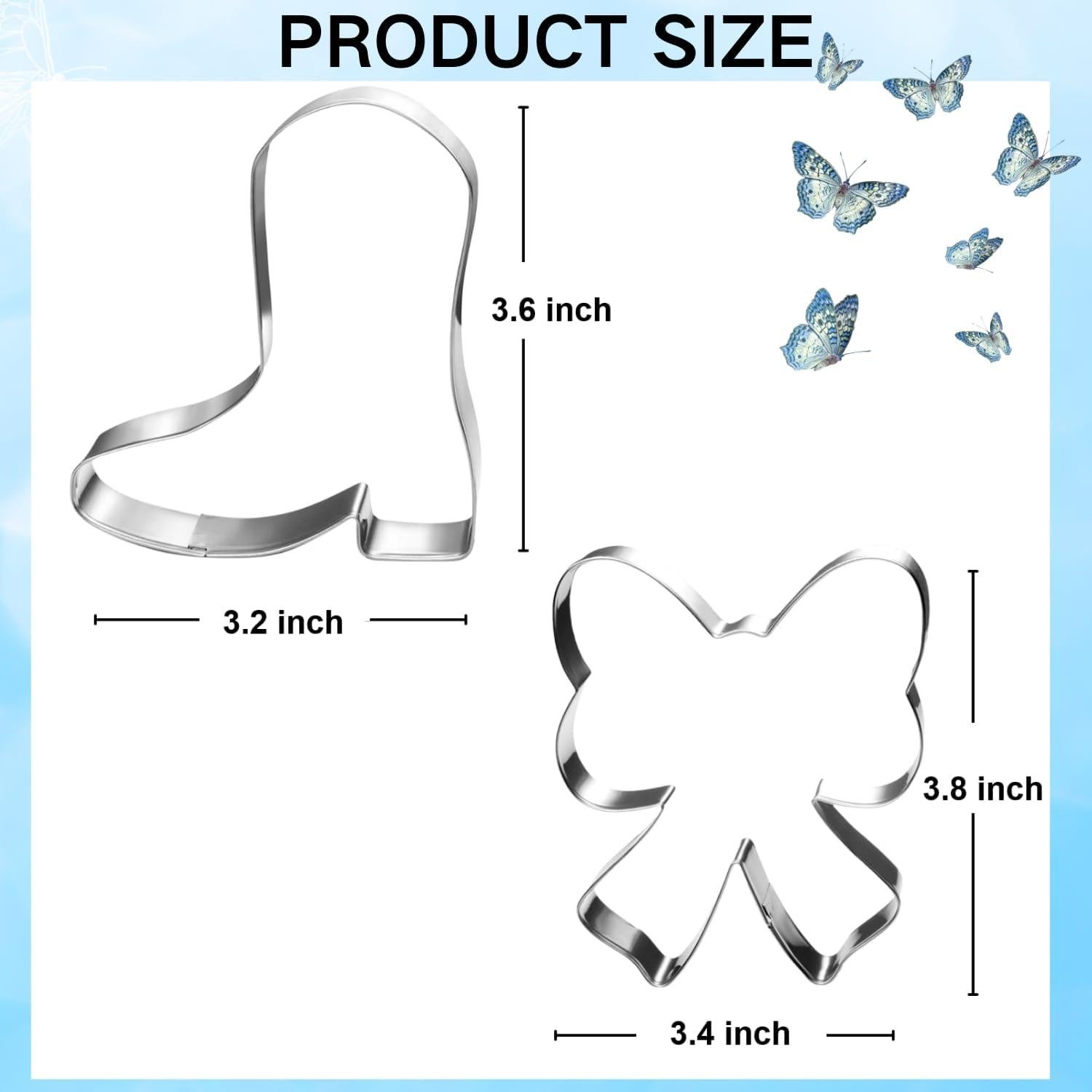 Juego de Cortadores de Galletas Botas y Lazos Auktosmn - 2 Piezas - Acero Inoxidable