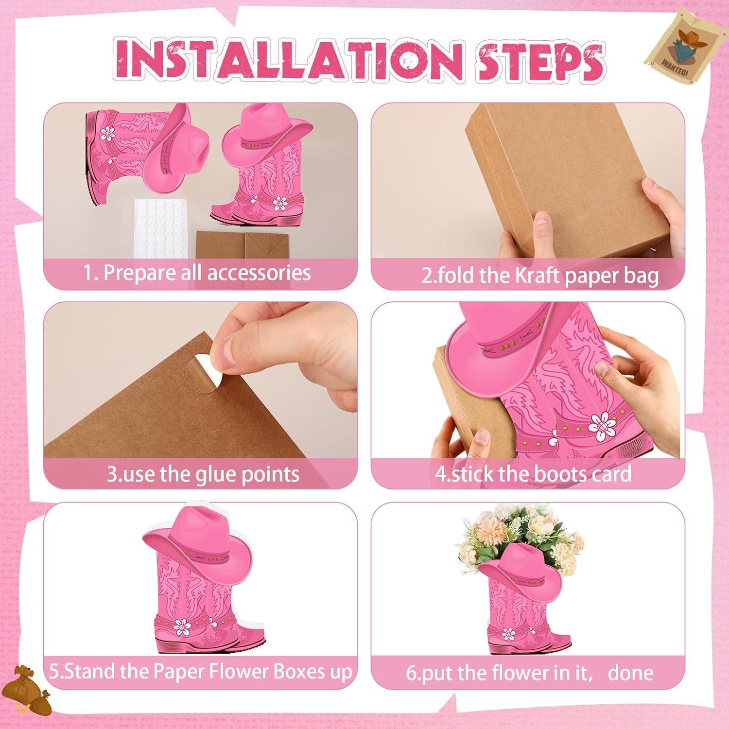 Cajas de Flores en Forma de Botas Domensi - 8 Piezas Rosa