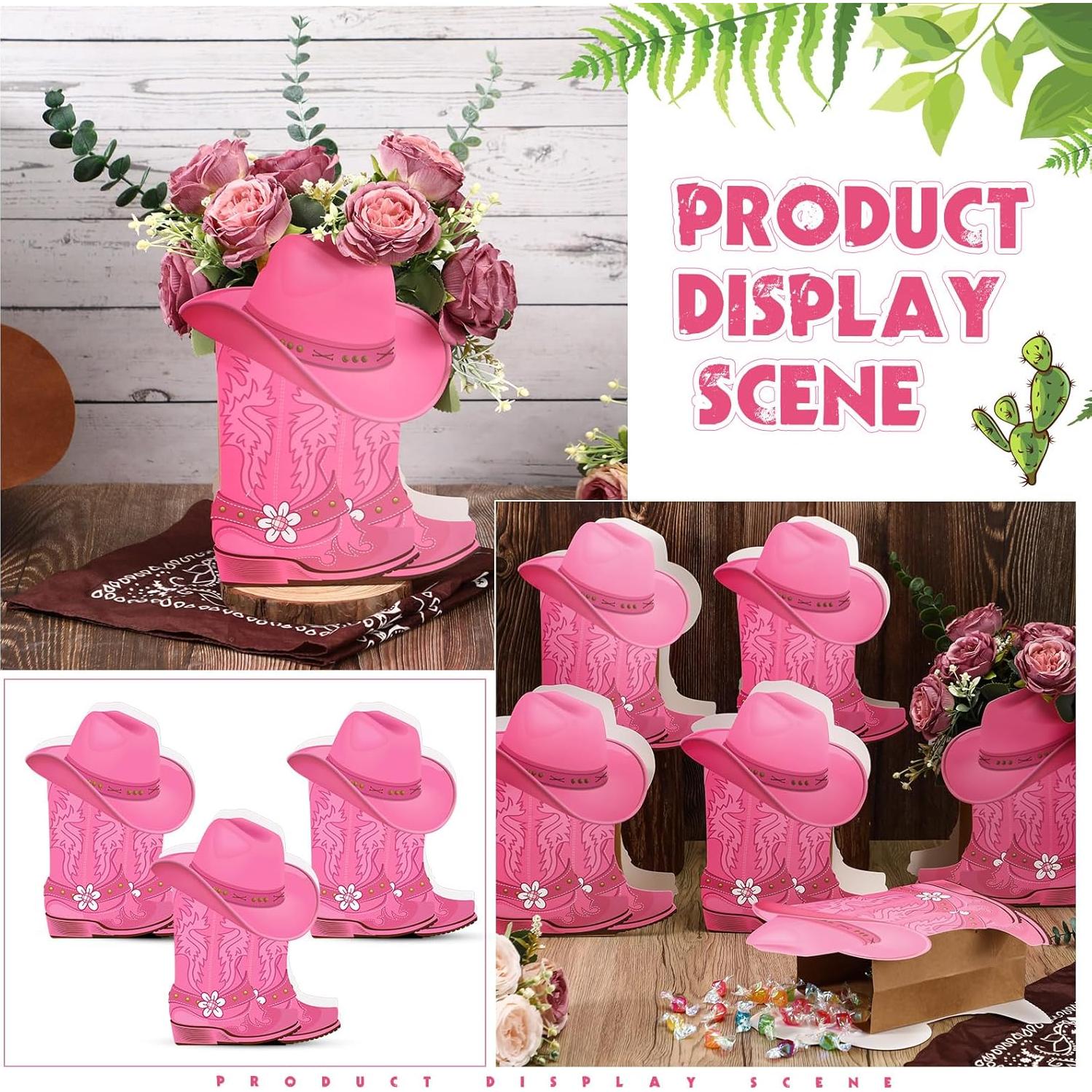 Cajas de Flores en Forma de Botas Domensi - 8 Piezas Rosa