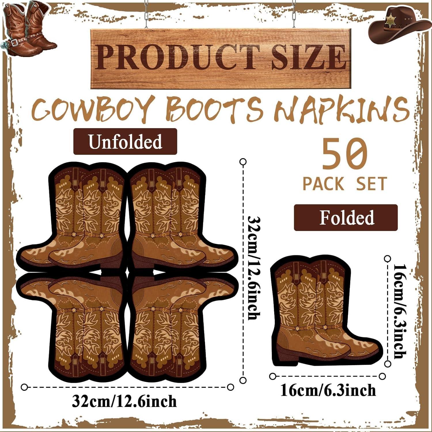 50 Servilletas en Forma de Bota de Vaquero Justforjoyful