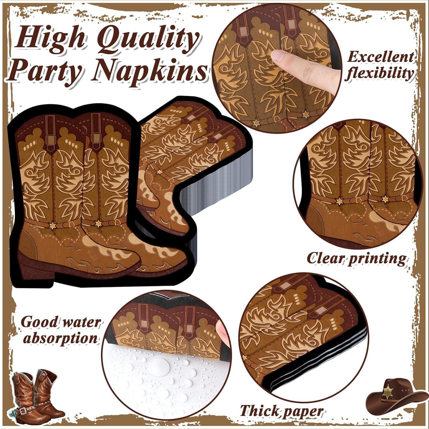 50 Servilletas en Forma de Bota de Vaquero Justforjoyful