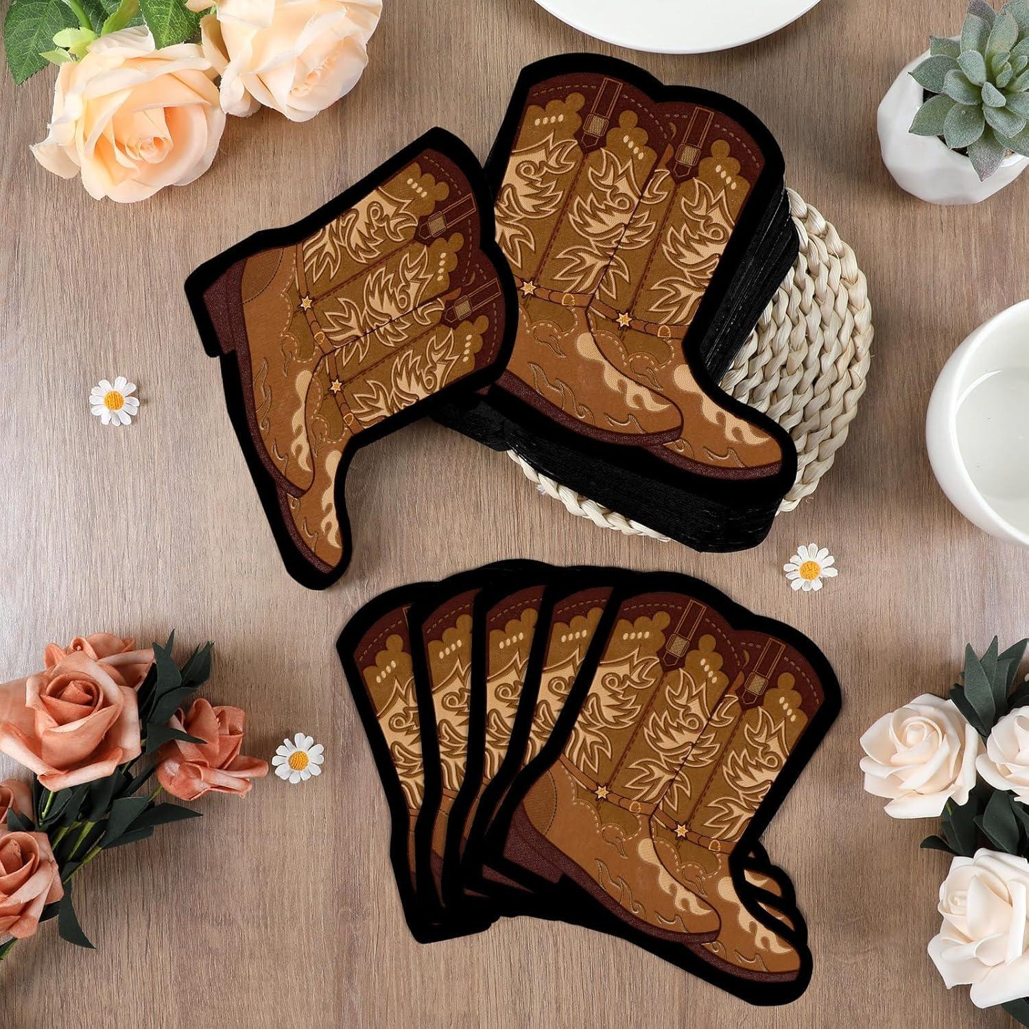 50 Servilletas en Forma de Bota de Vaquero Justforjoyful