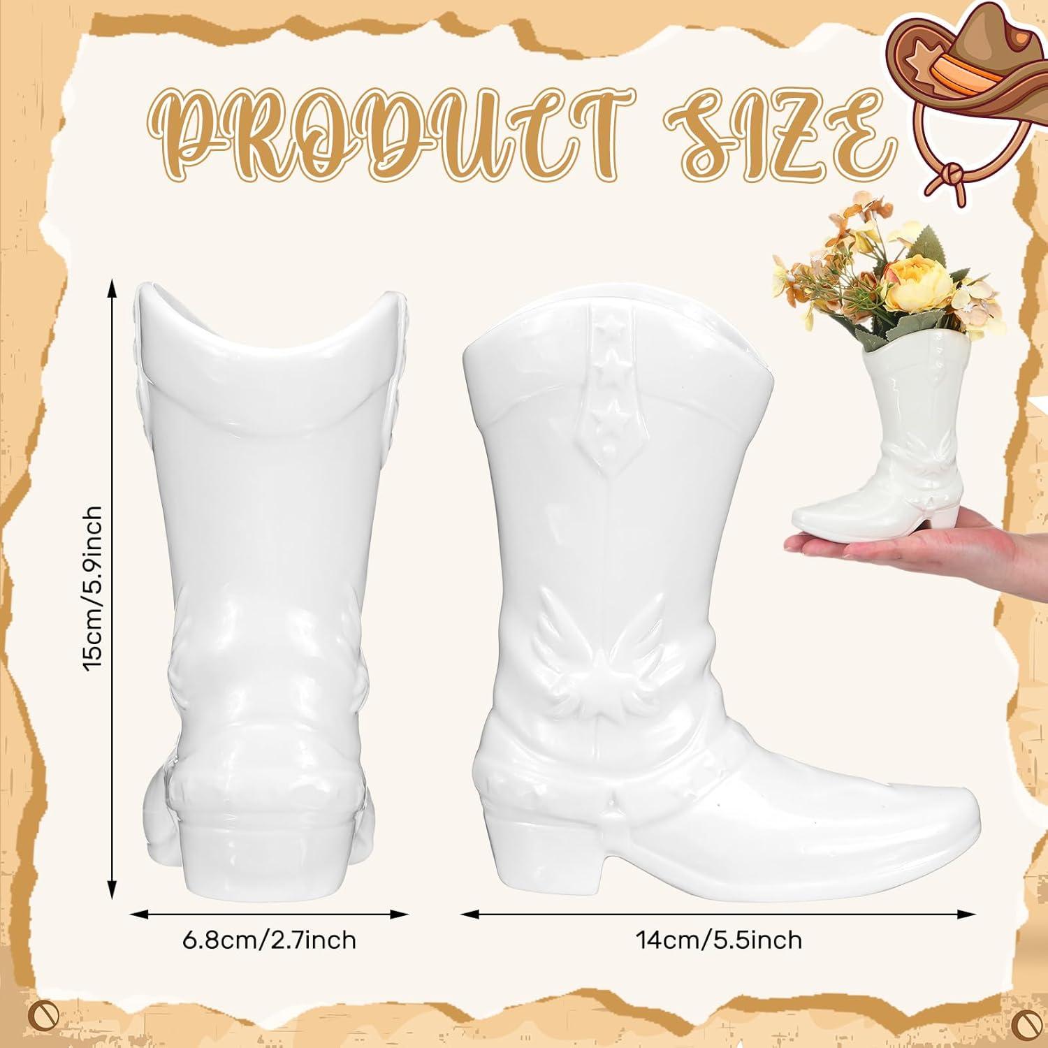 Jarrón de Bota Vaquera CroBlissful Blanco 15 cm Decoración