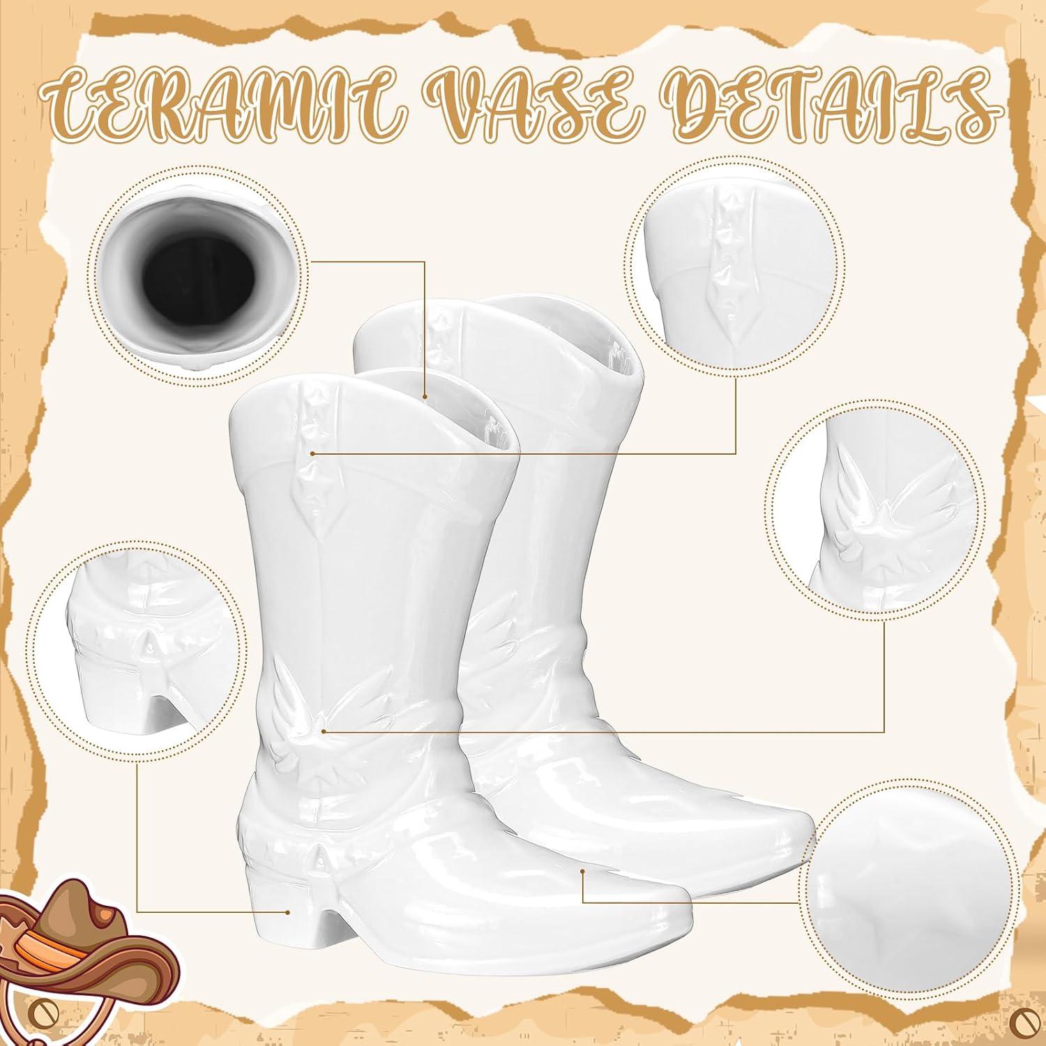 Jarrón de Bota Vaquera CroBlissful Blanco 15 cm Decoración