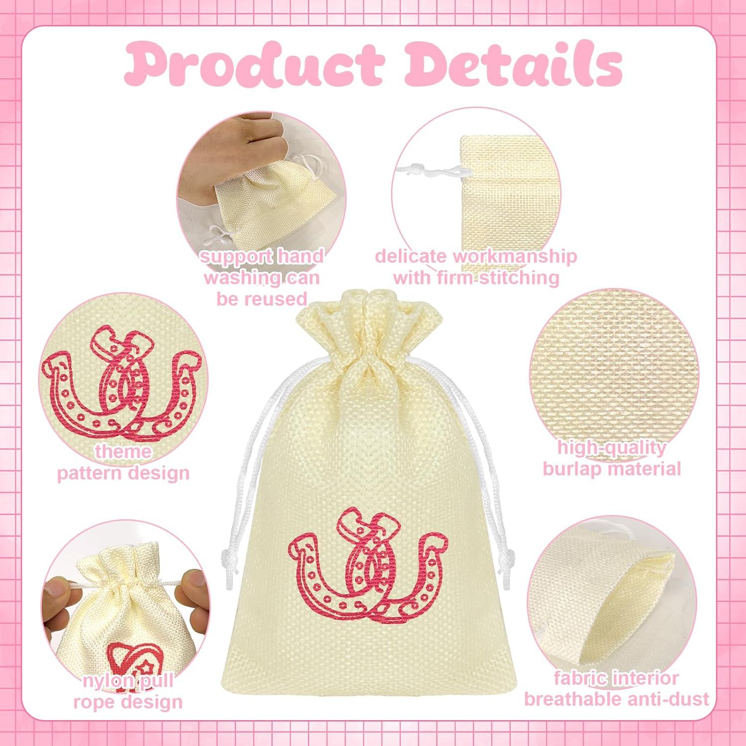 50 Bolsas de Regalo de Arpillera Cowboy 15x10 cm con Etiquetas