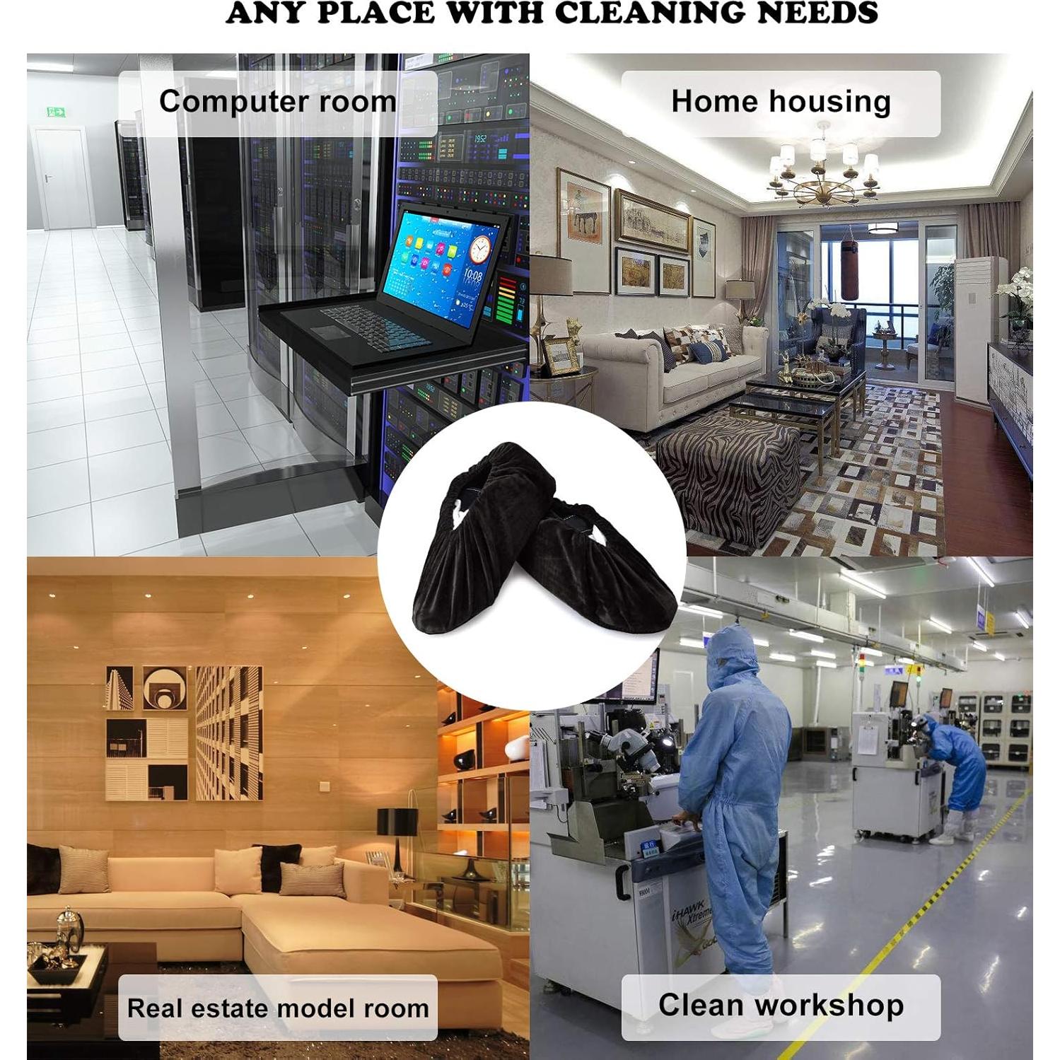 Cubiertas de Zapatos PlasMaller XL Antideslizantes Lavables Negras