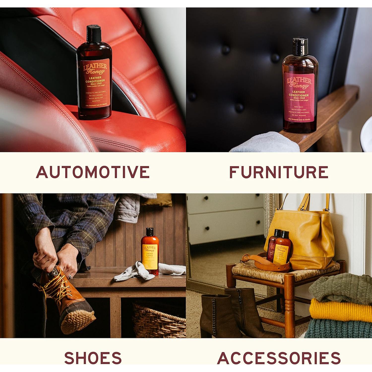 Kit de Cuidado del Cuero Leather Honey: Limpiador y Acondicionador