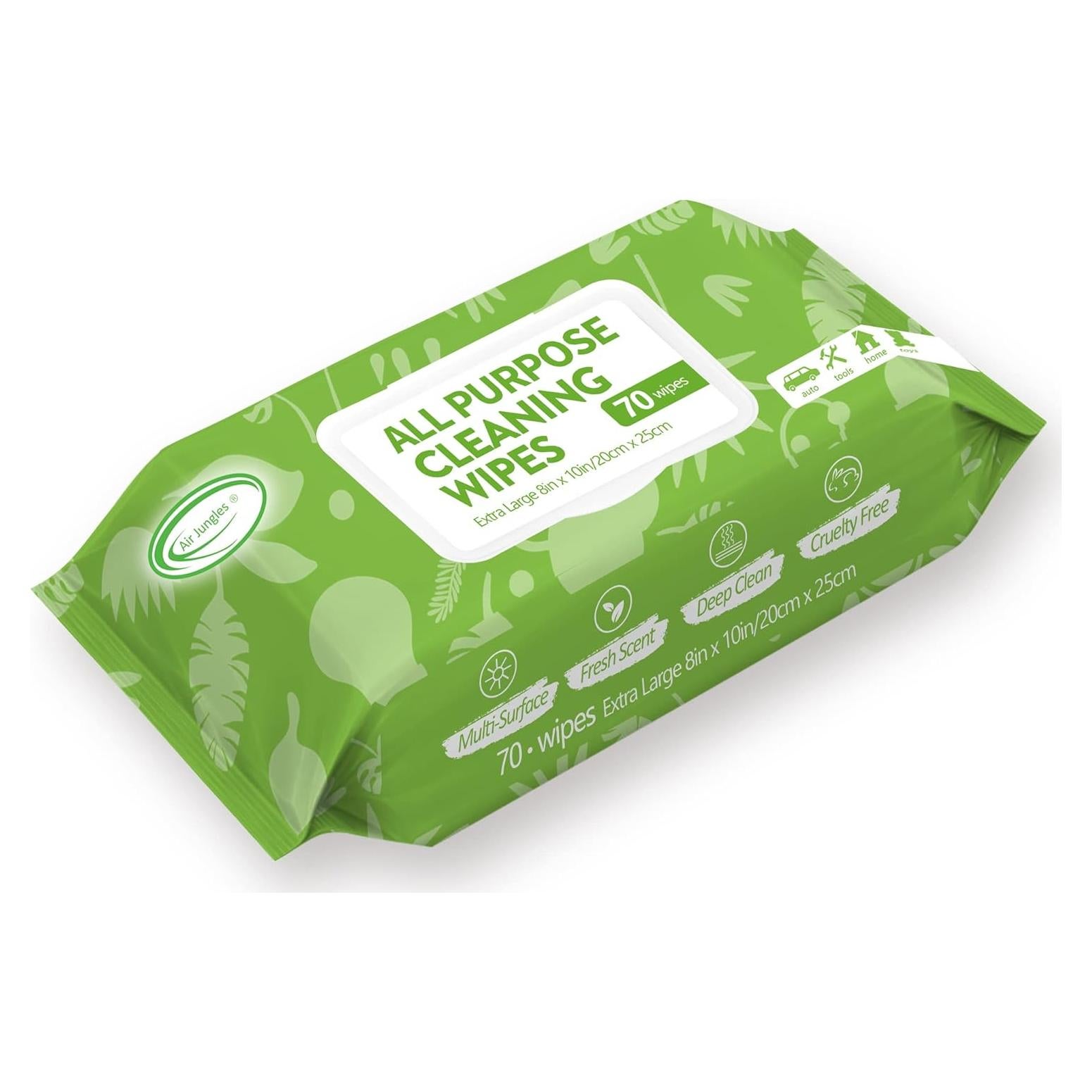 Toallitas de limpieza multiusos Air Jungles 70 unidades 20.32x25.4cm