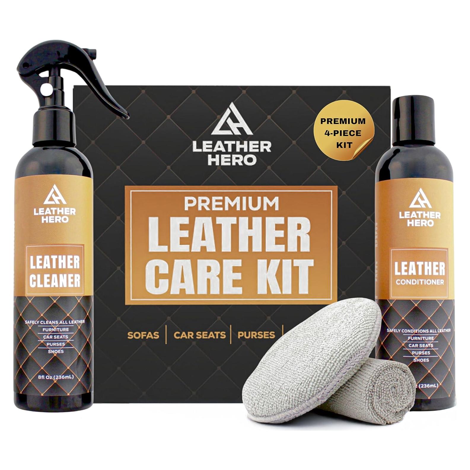Kit Limpiador y Acondicionador de Cuero Leather Hero 4 Piezas