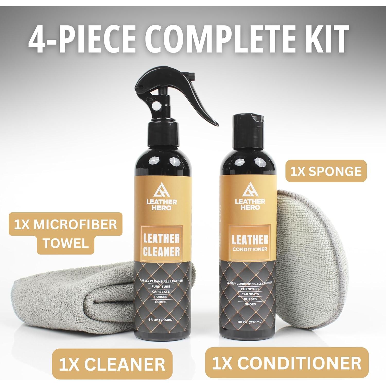 Kit Limpiador y Acondicionador de Cuero Leather Hero 4 Piezas