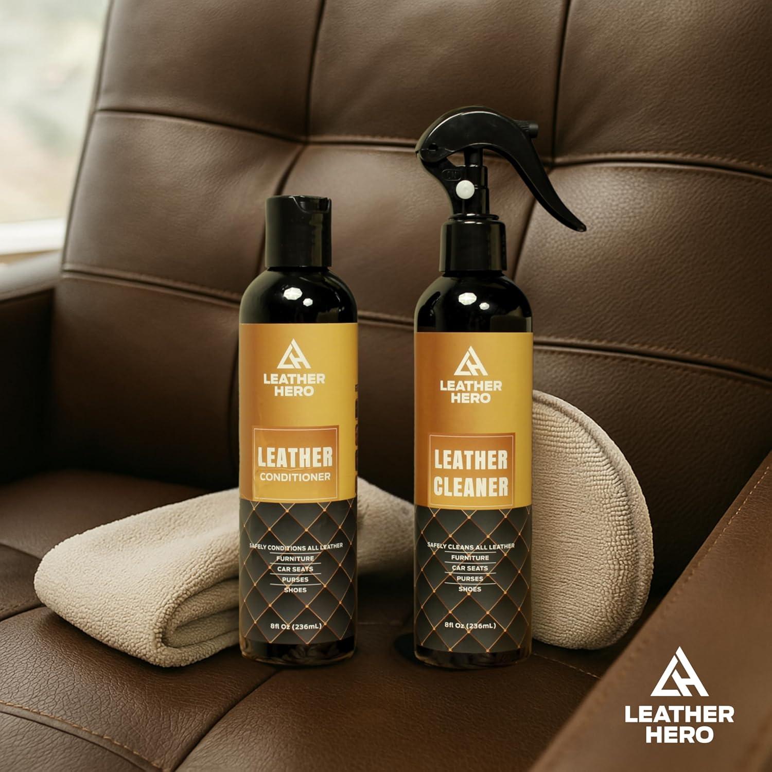 Kit Limpiador y Acondicionador de Cuero Leather Hero 4 Piezas