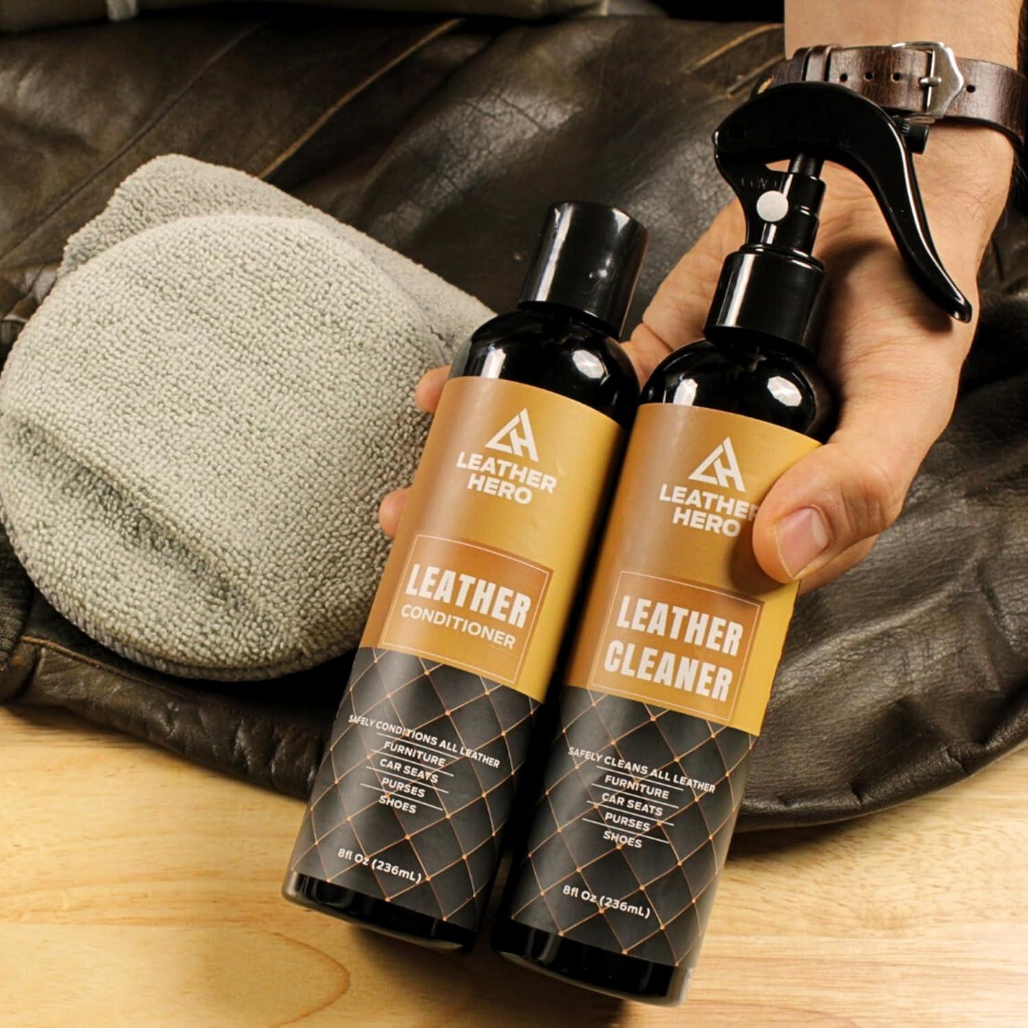 Kit Limpiador y Acondicionador de Cuero Leather Hero 4 Piezas