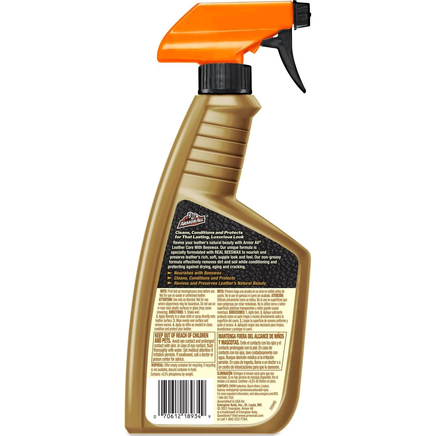 Limpiador de Cuero Armor All 16 Oz con Cera de Abejas