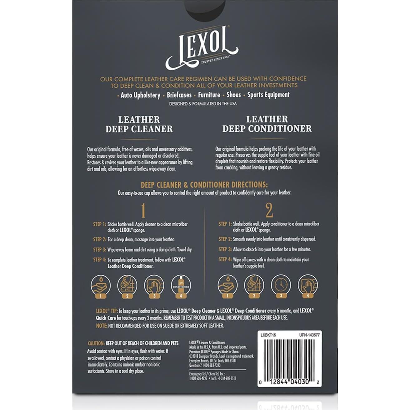 Kit de Cuidado de Cuero Lexol 16.9 oz - Limpiador y Acondicionador