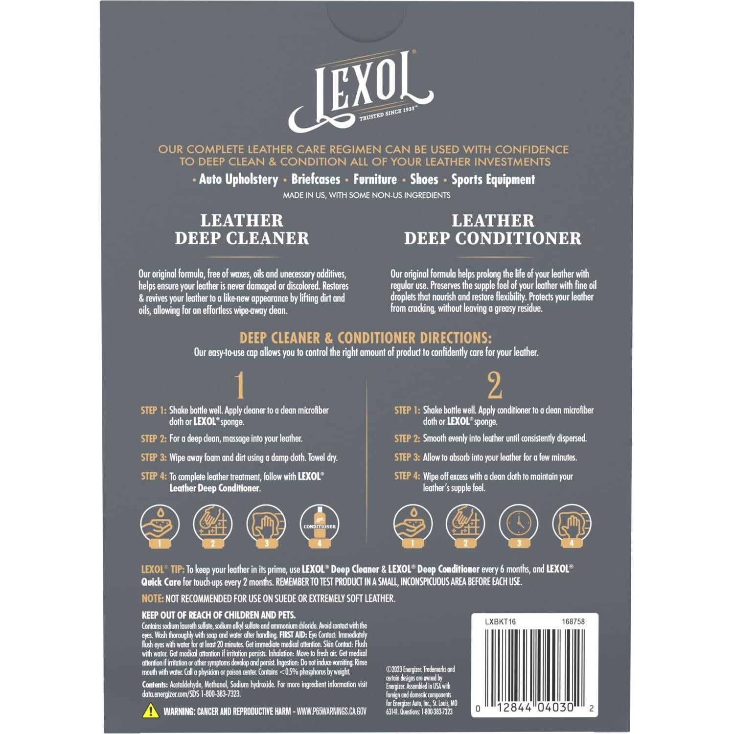 Kit de Cuidado de Cuero Lexol 16.9 oz - Limpiador y Acondicionador