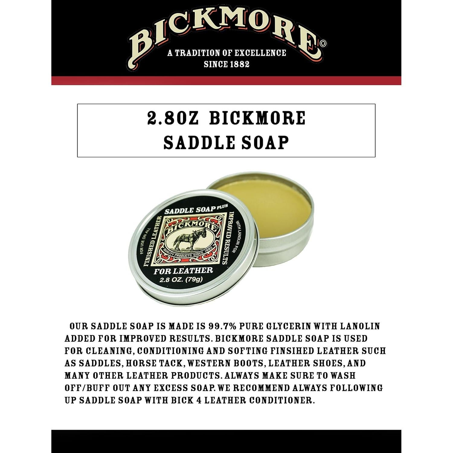 Jabón para Sillas Bickmore 79.4g - Limpiador y Acondicionador de Cuero