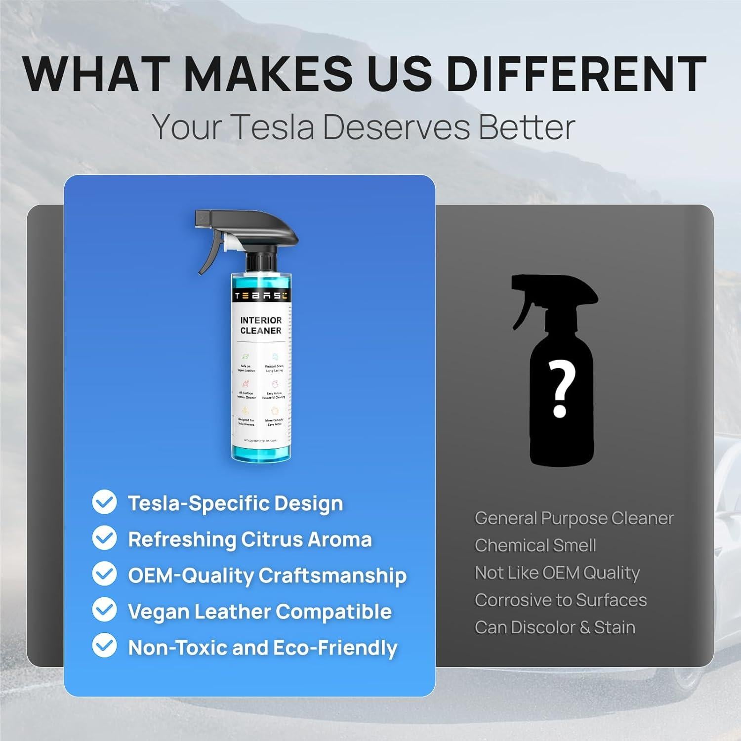 Limpiador Interior TEBASIC para Tesla - Kit Multi-Superficie 2025